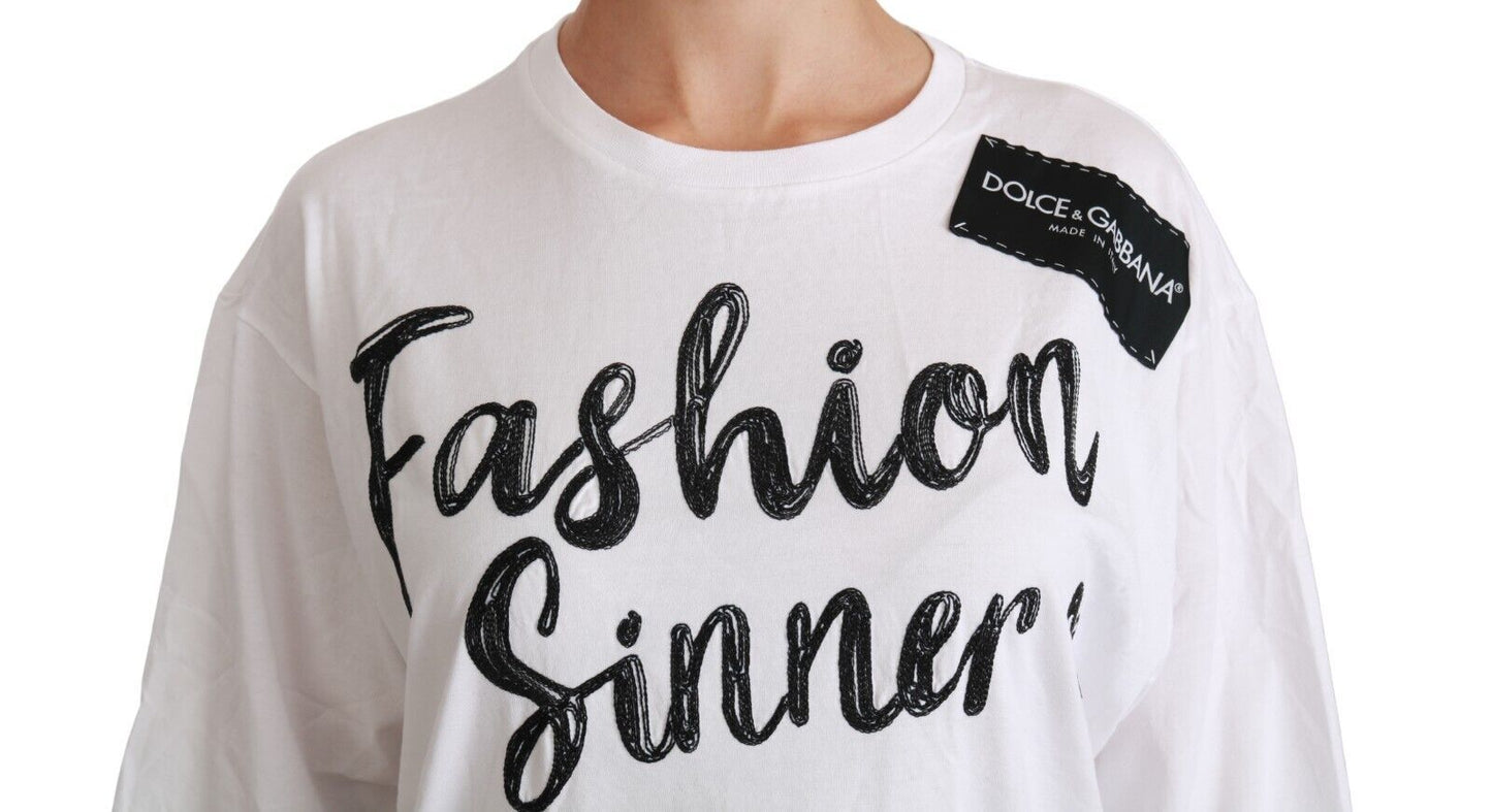 Dolce & Gabbana White Fashion Sinner Cotton Lace T-shirt Top Dolce & Gabbana