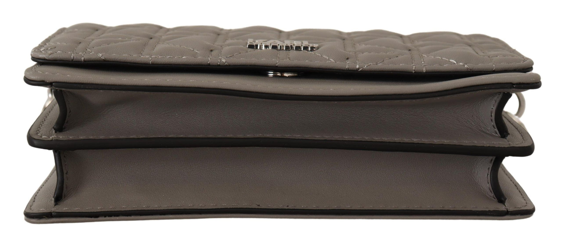 Karl Lagerfeld Elegant Grey Leather Crossbody Bag Karl Lagerfeld