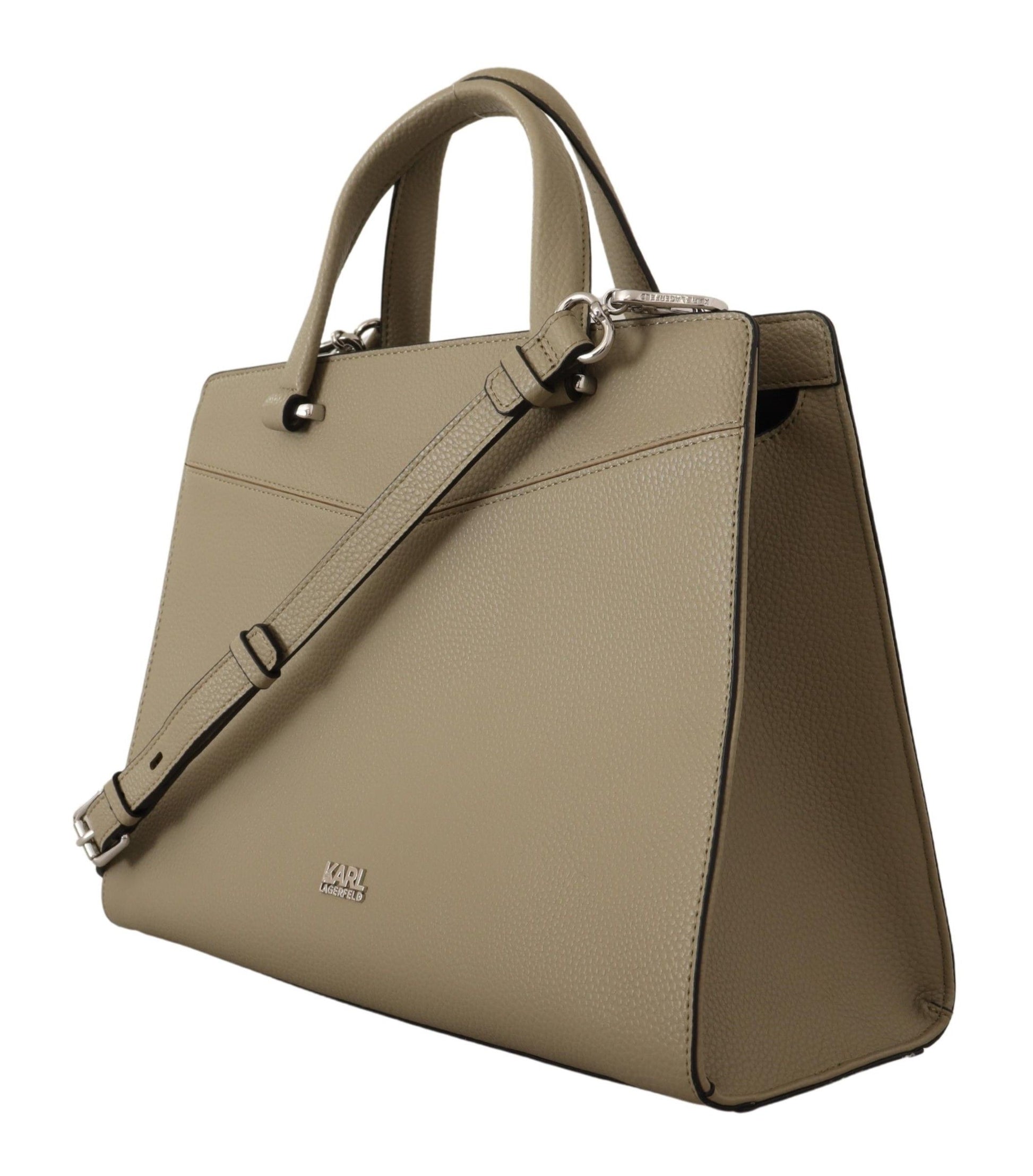 Karl Lagerfeld Enchanting Sage Green Leather Tote Karl Lagerfeld