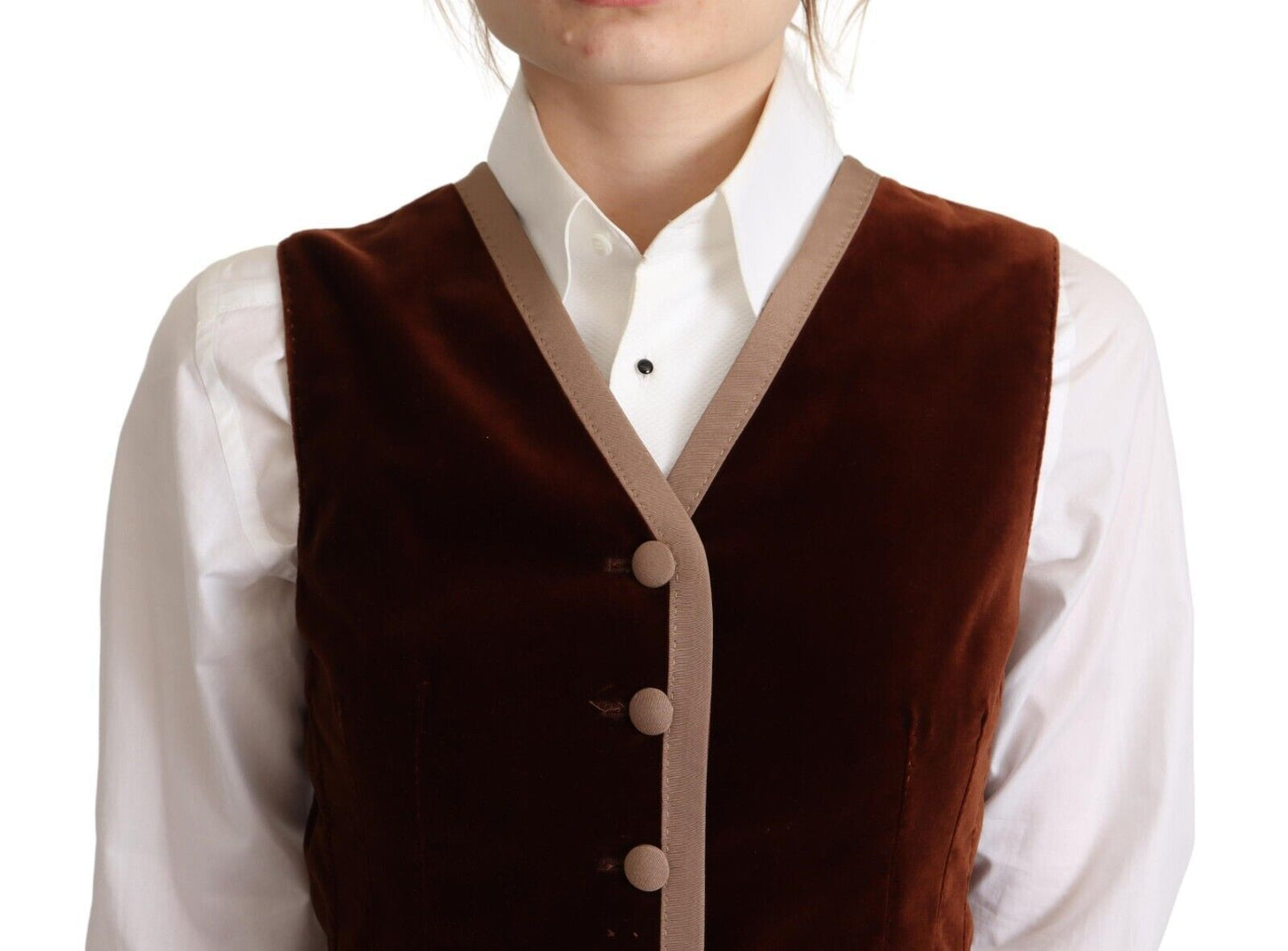 Dolce & Gabbana Bordeaux Velvet Cotton V-neck Sleeveless Vest Top Dolce & Gabbana