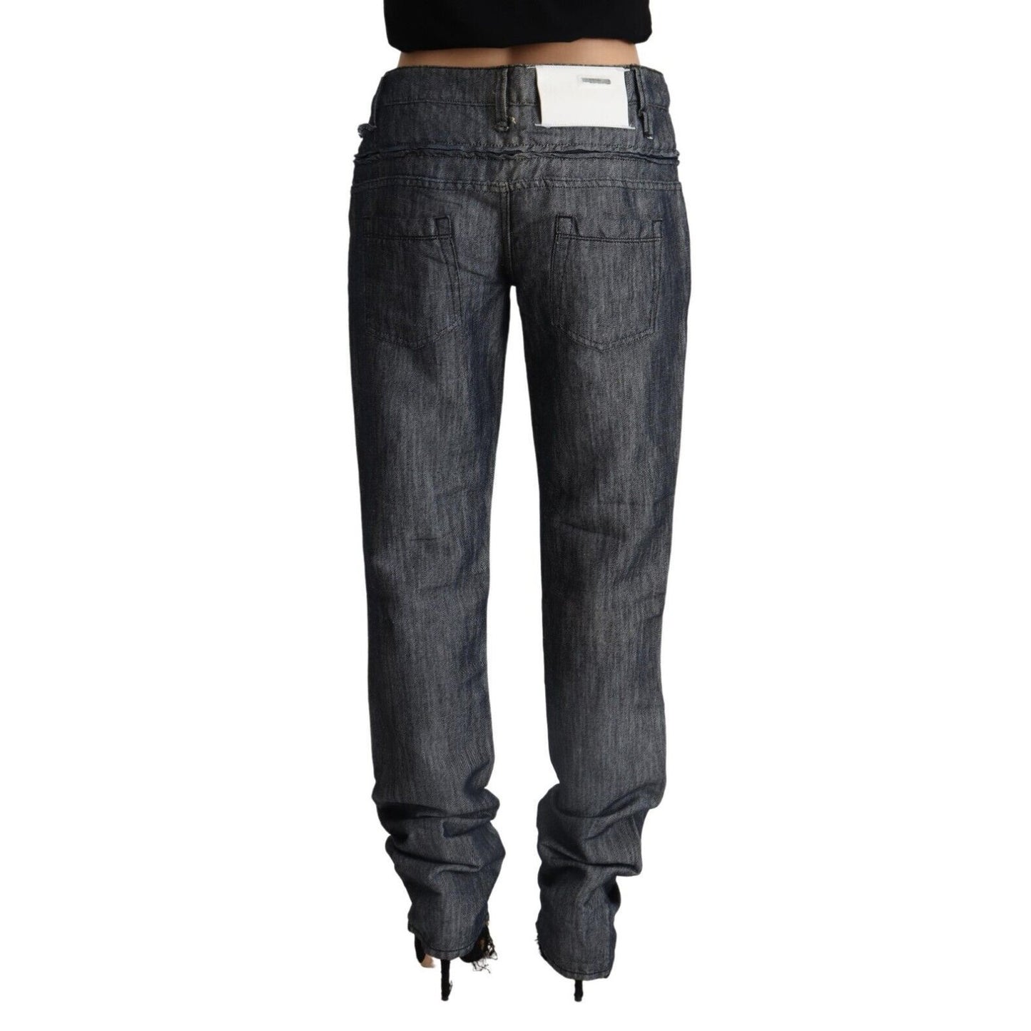 Acht Dark Gray Ramie Mid Wide Waist Straight Denim Jeans Acht