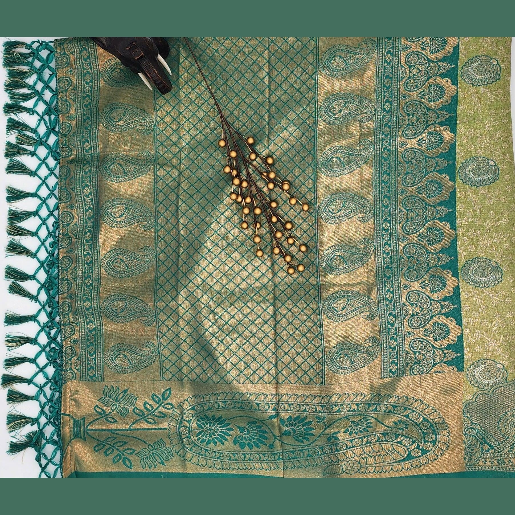 Sawari Pattu Silk Designer Wedding Wear Saree Apple Green Eljoys Fashion