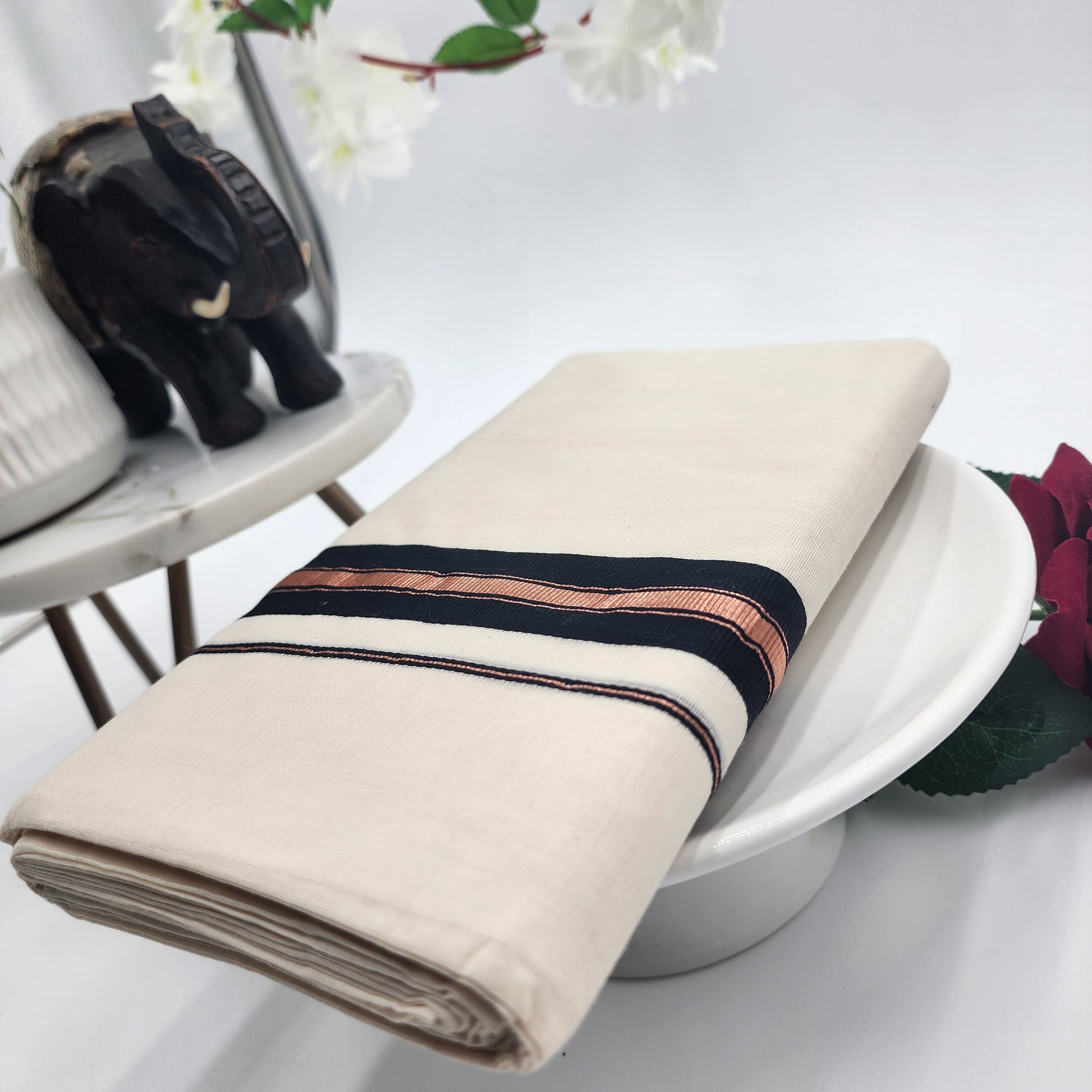 Dhoti Black and copper Border - Eljoys Fashion