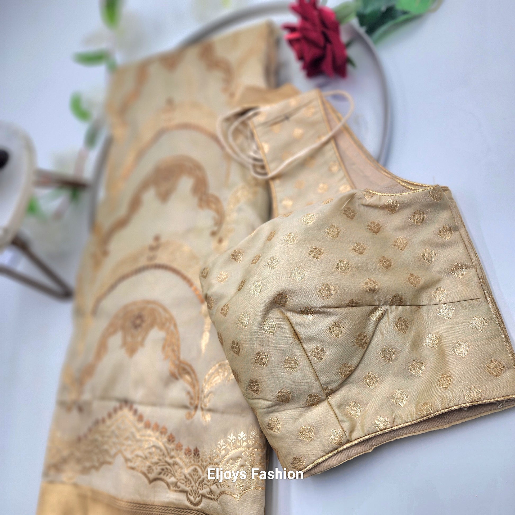Banarasi Silk Festival Wear Saree - Beige Eljoys Fashion
