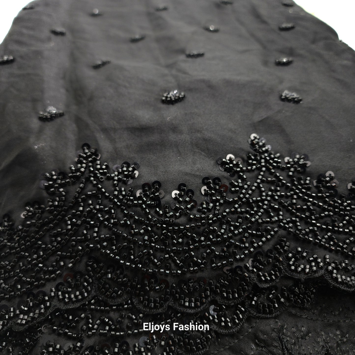 Chiffon saree with sequence and bead work Black