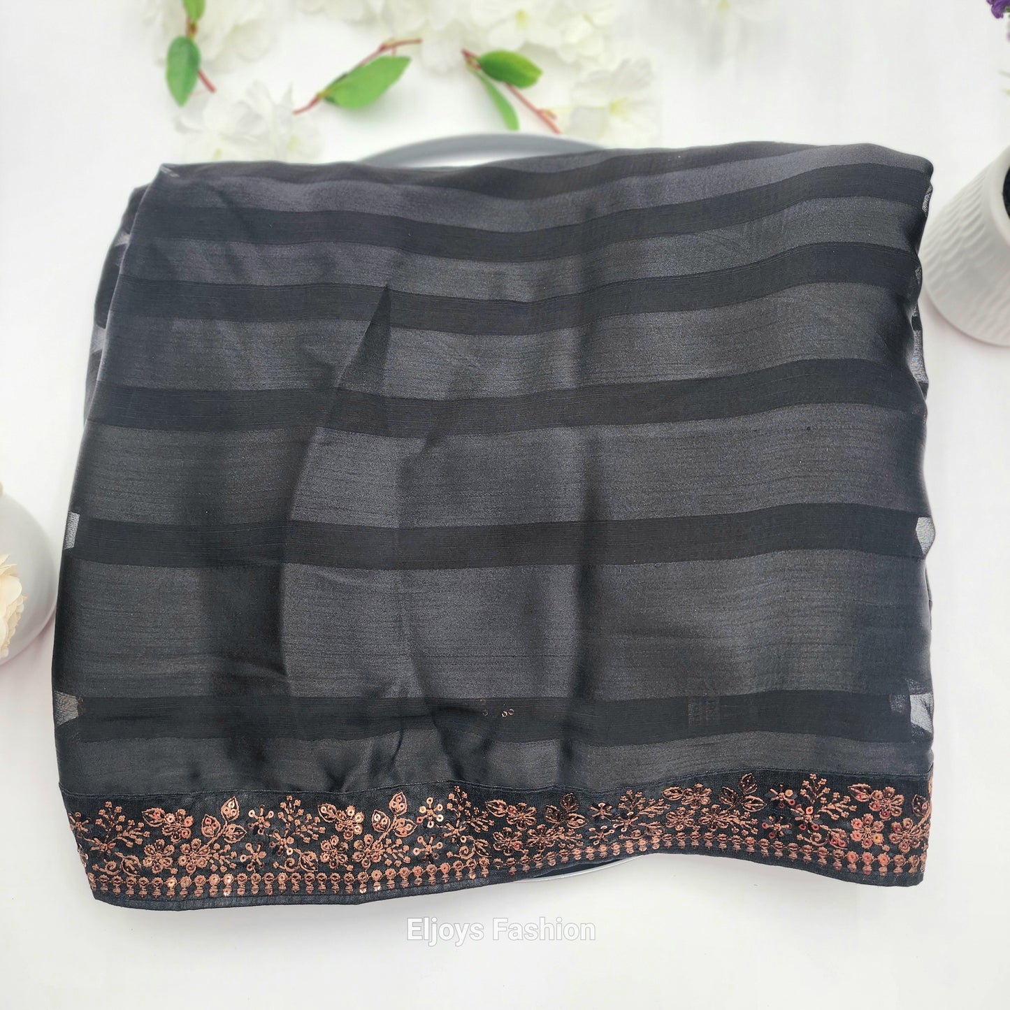 Silk Pattern  Bollywood  party wear Indian Saree Black - Eljoys Fashion