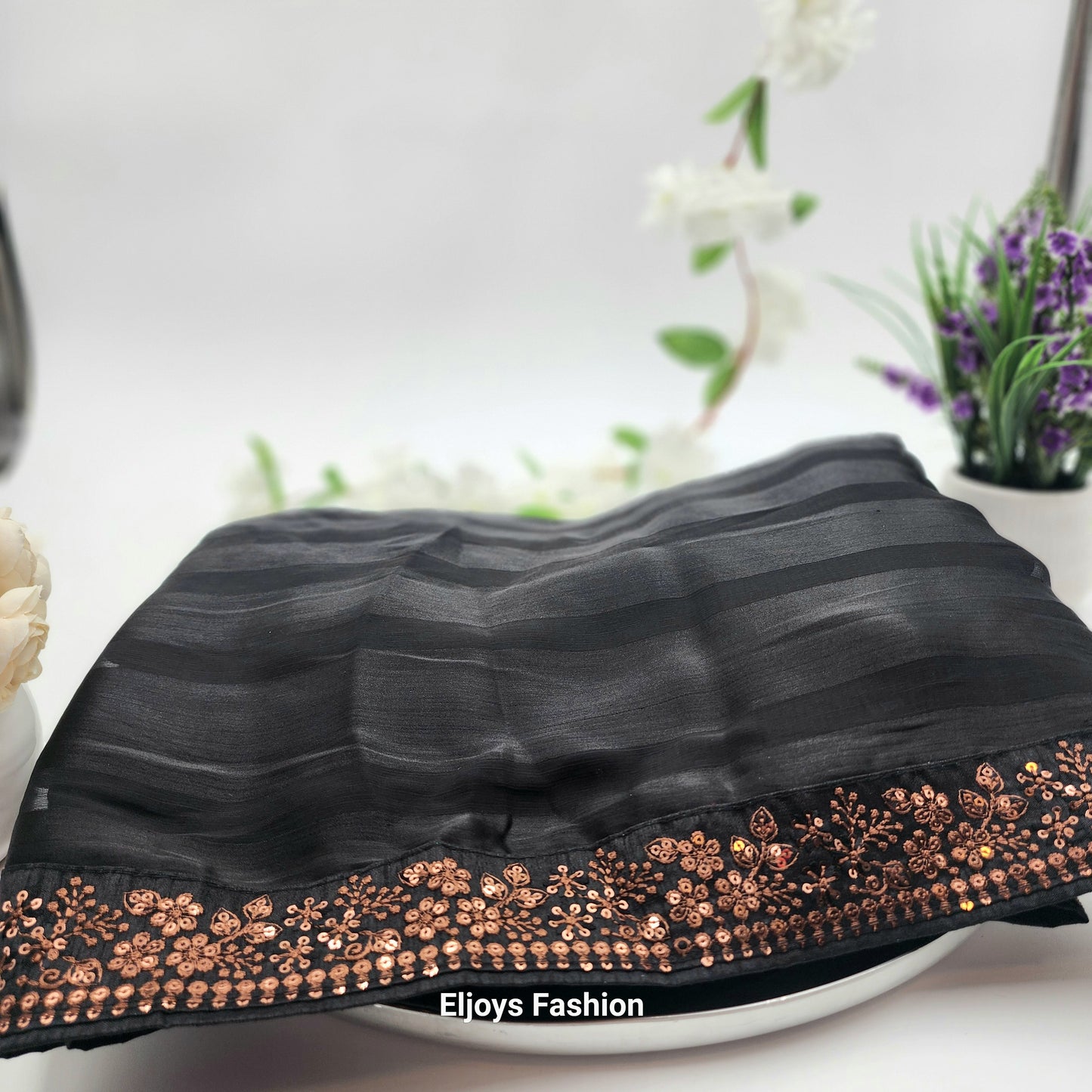 Silk Pattern  Bollywood  party wear Indian Saree Black - Eljoys Fashion