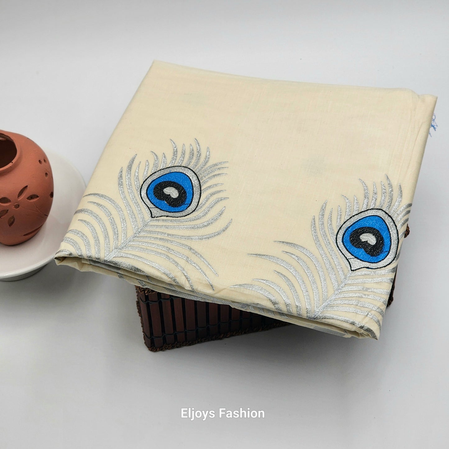 Tissue Silk saree with covert design and Silver borders in stunning  silver ,Blue and black color combination - Eljoys Fashion