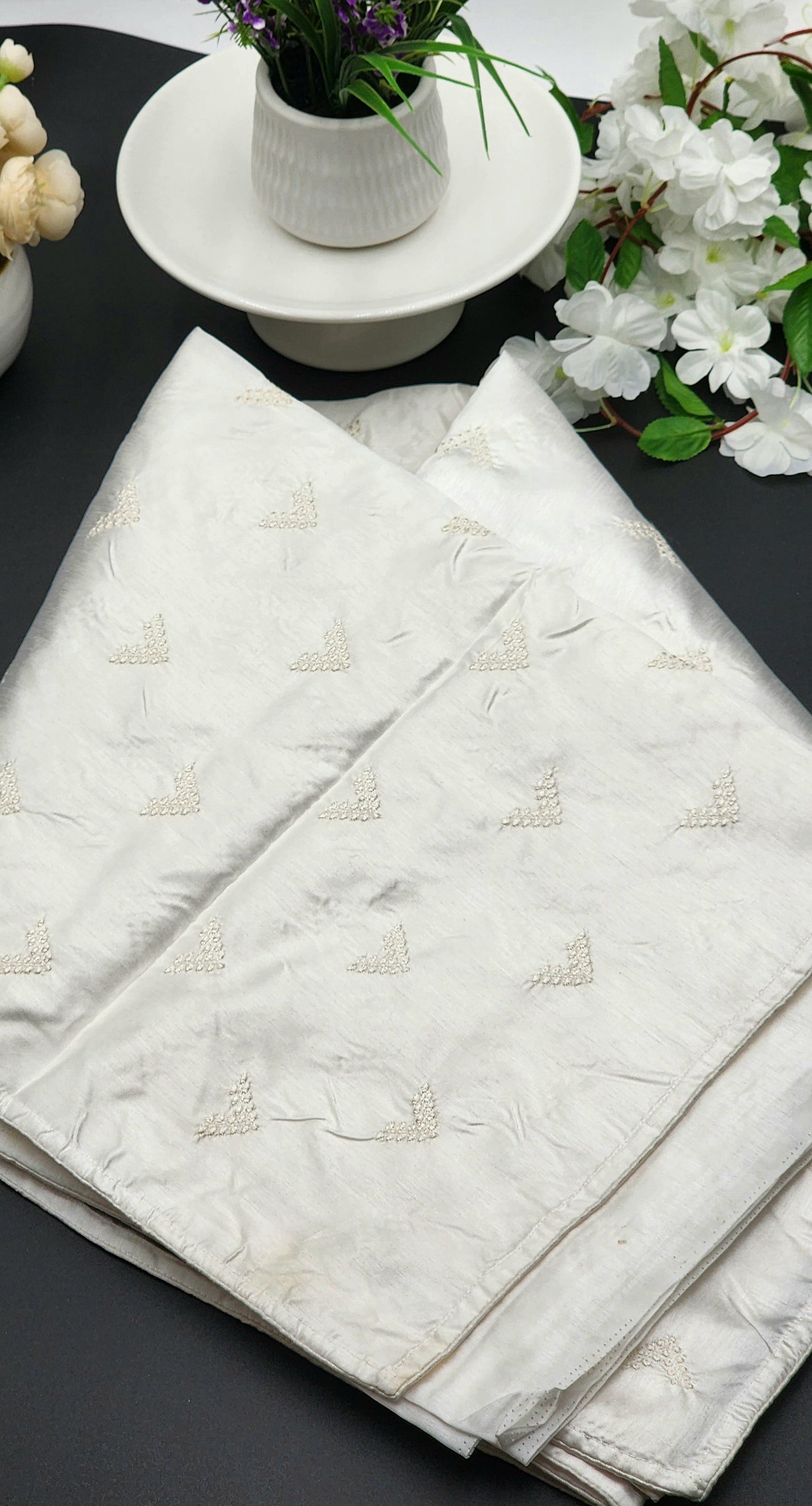 Soft Satin Silk Saree with Embroidery work Eljoys Fashion