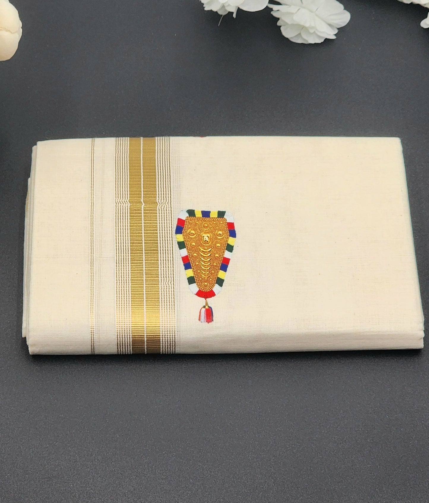 Dhoti Mundu Kerala style Elephant Caparison Nettipattom design