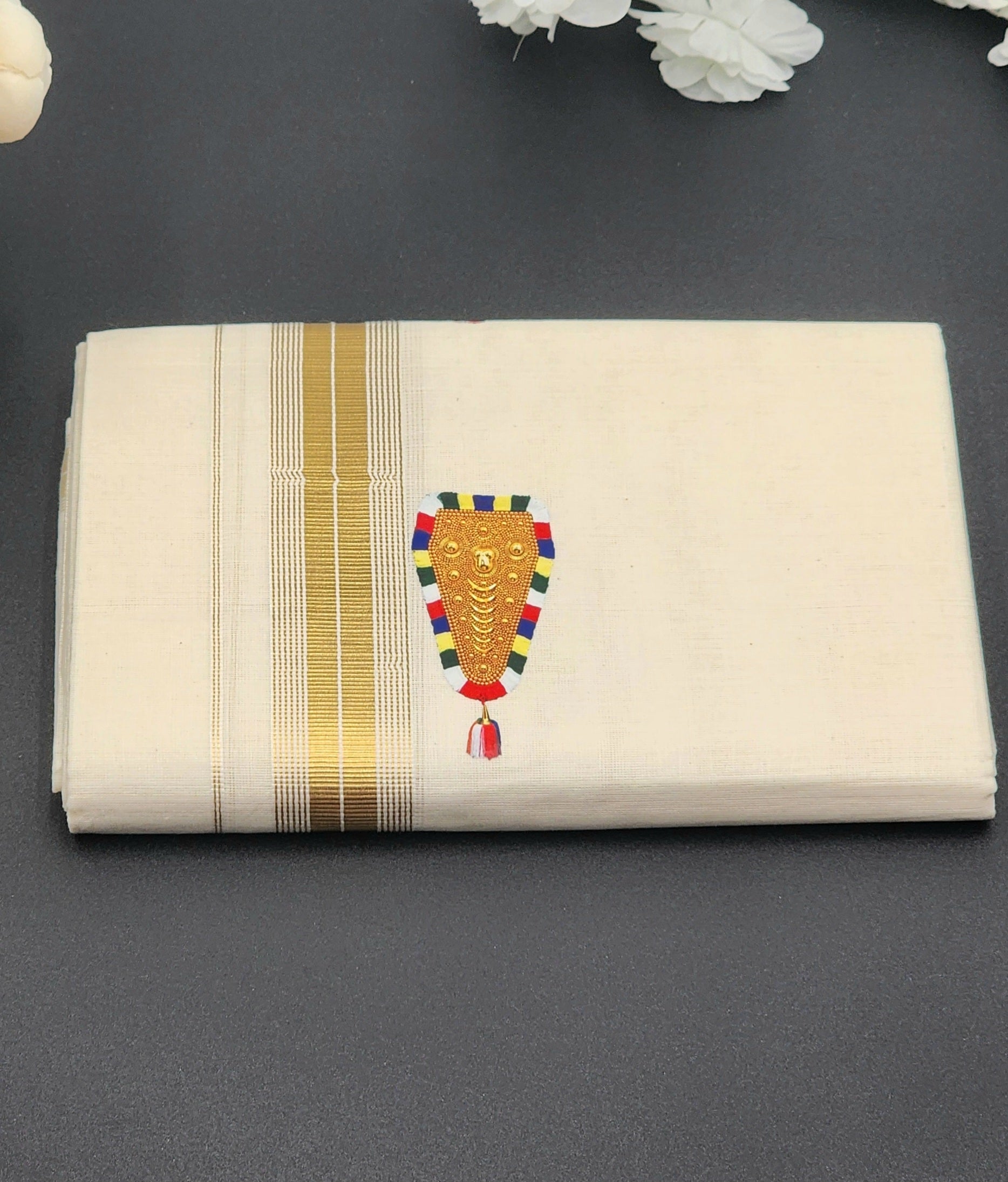 Dhoti Mundu Kerala style Elephant Caparison Nettipattom design
