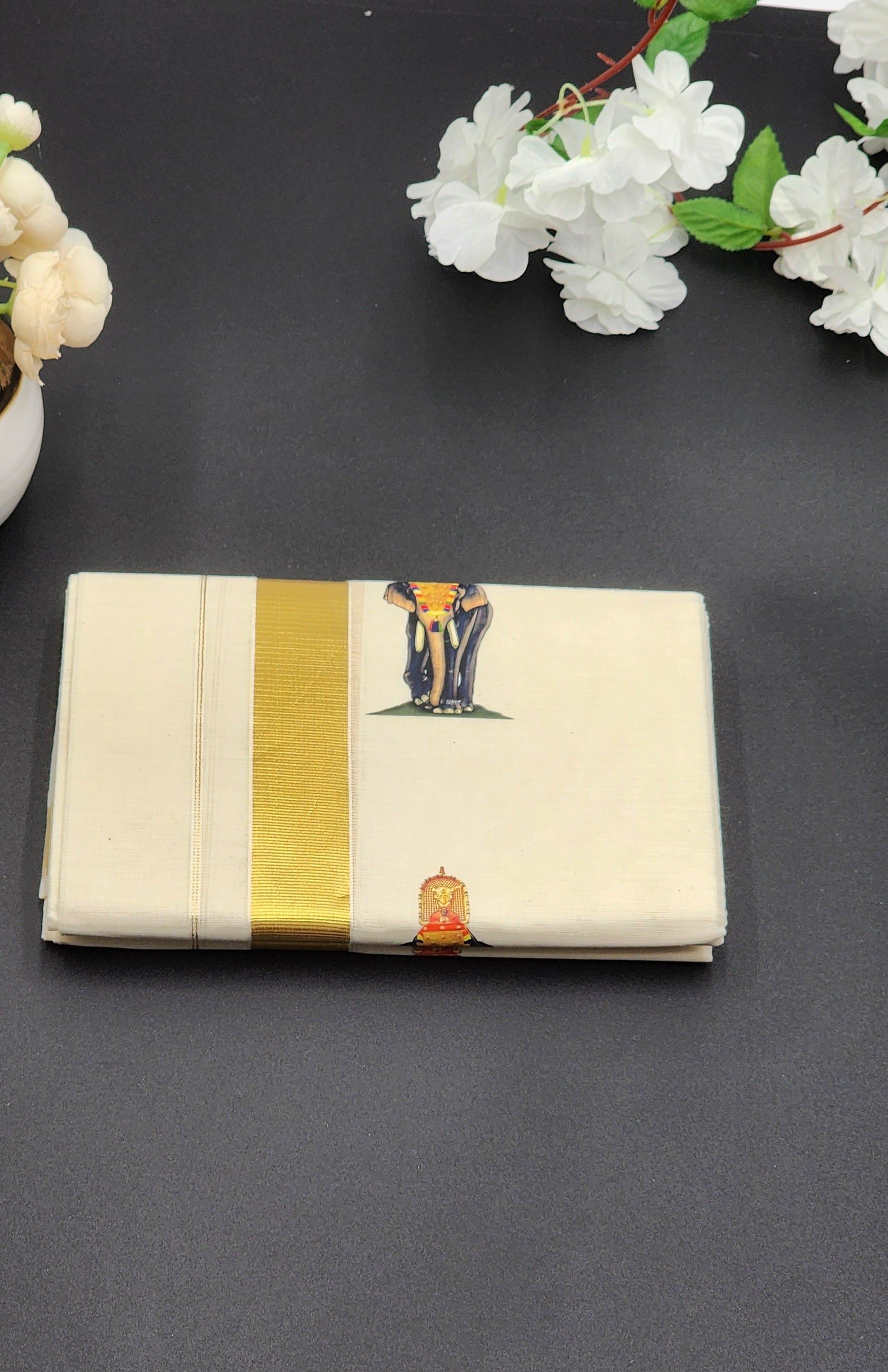 Dhoti Mundu Kerala style Elephant design