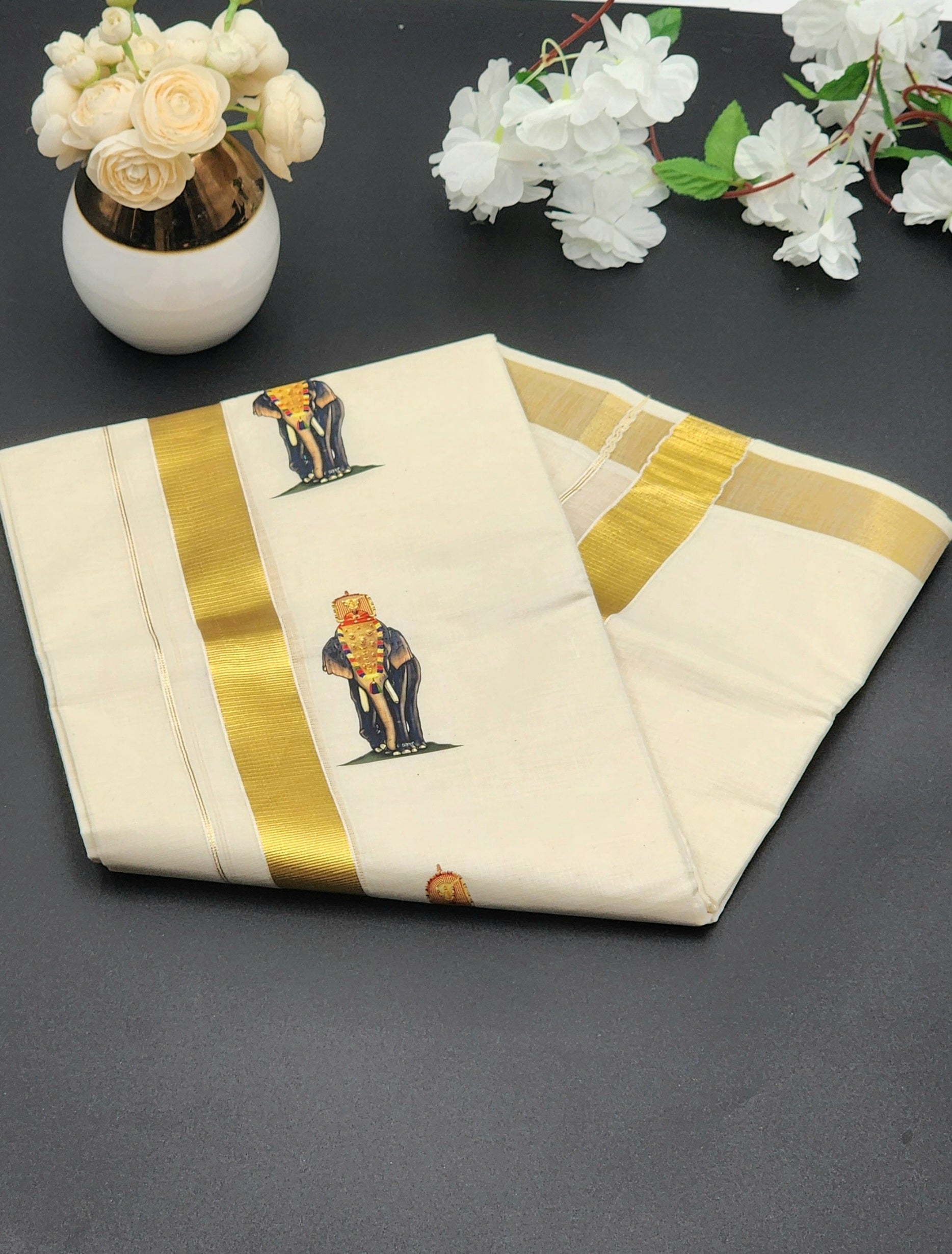 Dhoti Mundu Kerala style Elephant design