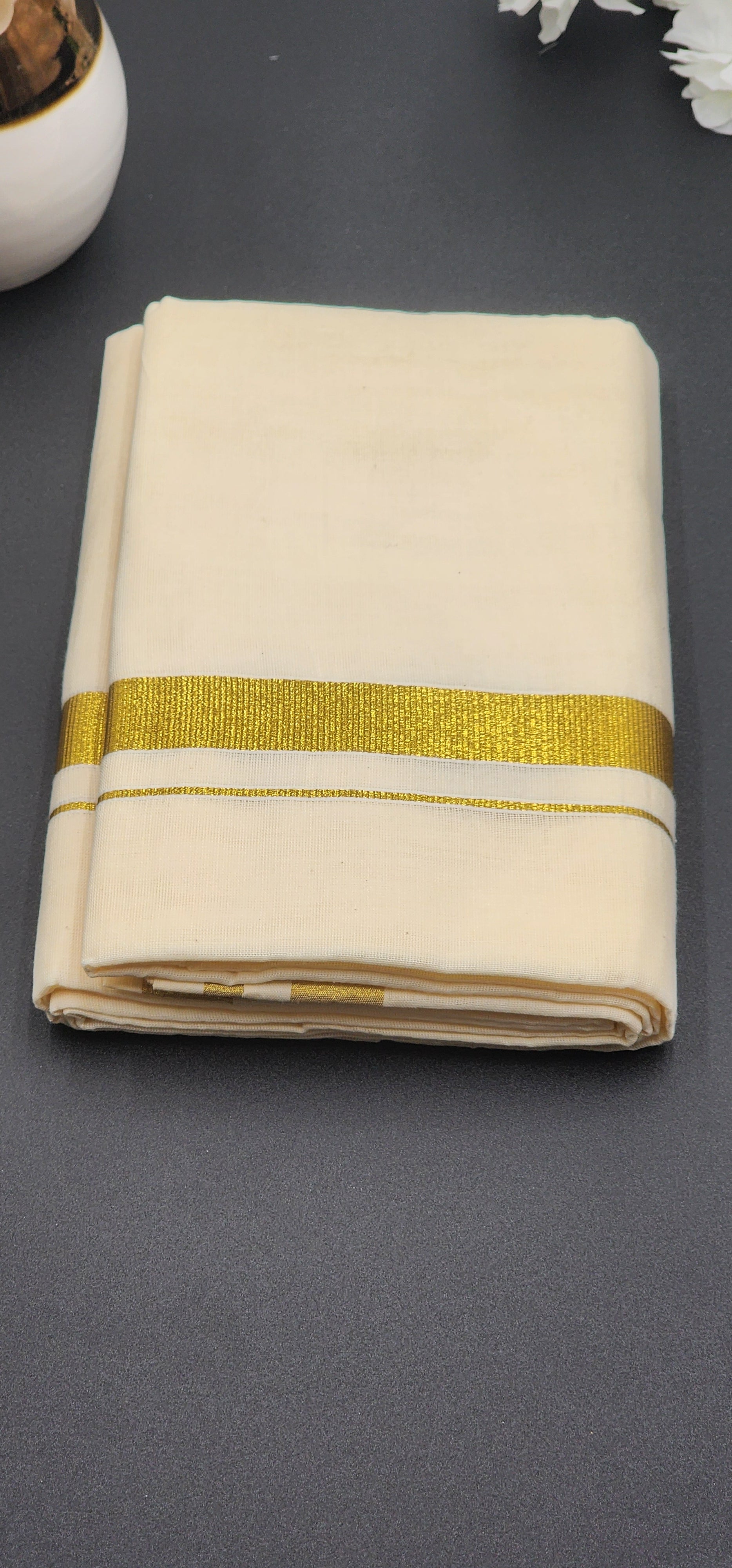 Dhoti(Mundu)  Kerala style True Gold Bold Line - Eljoys Fashion