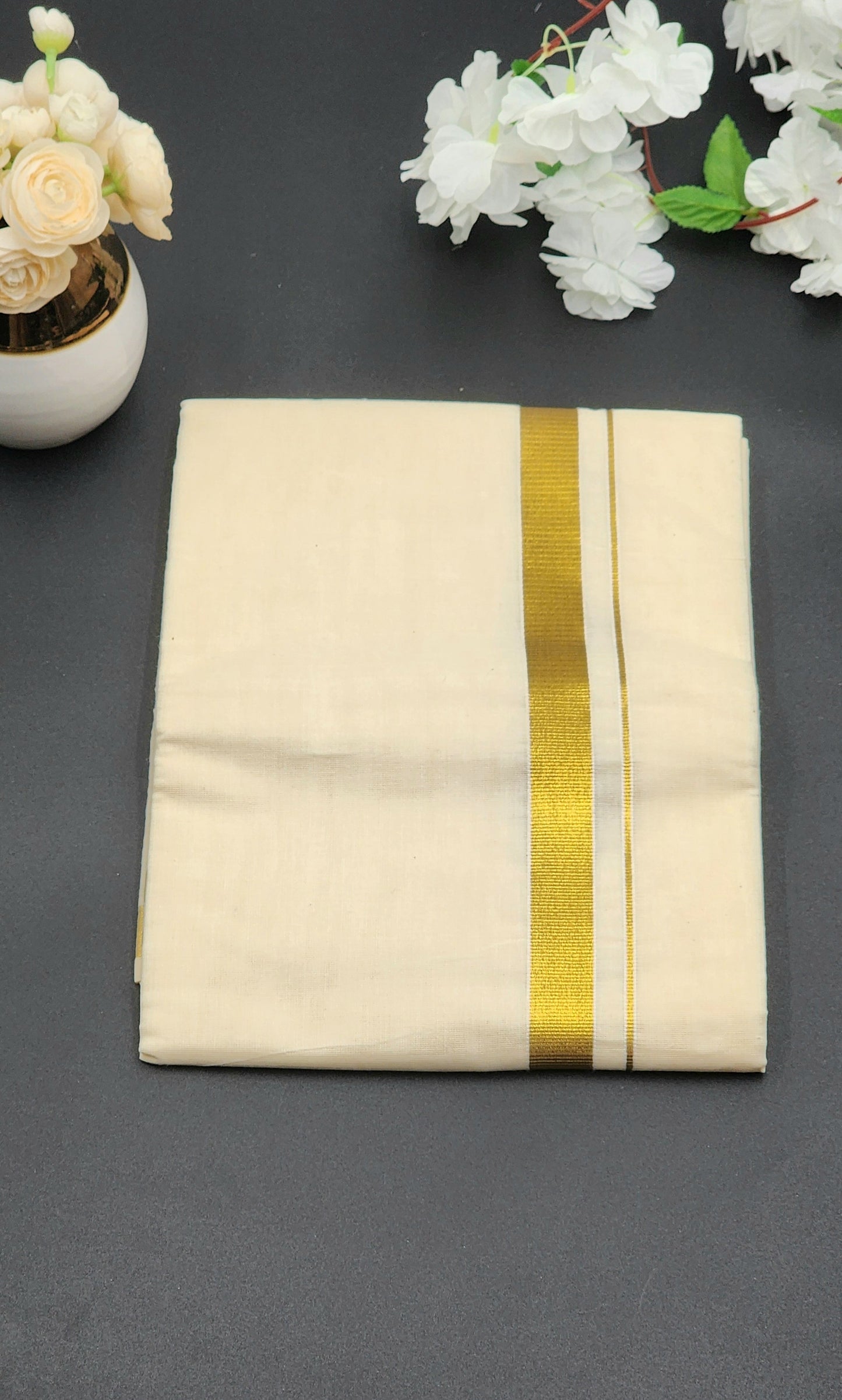 Dhoti(Mundu)  Kerala style True Gold Bold Line - Eljoys Fashion