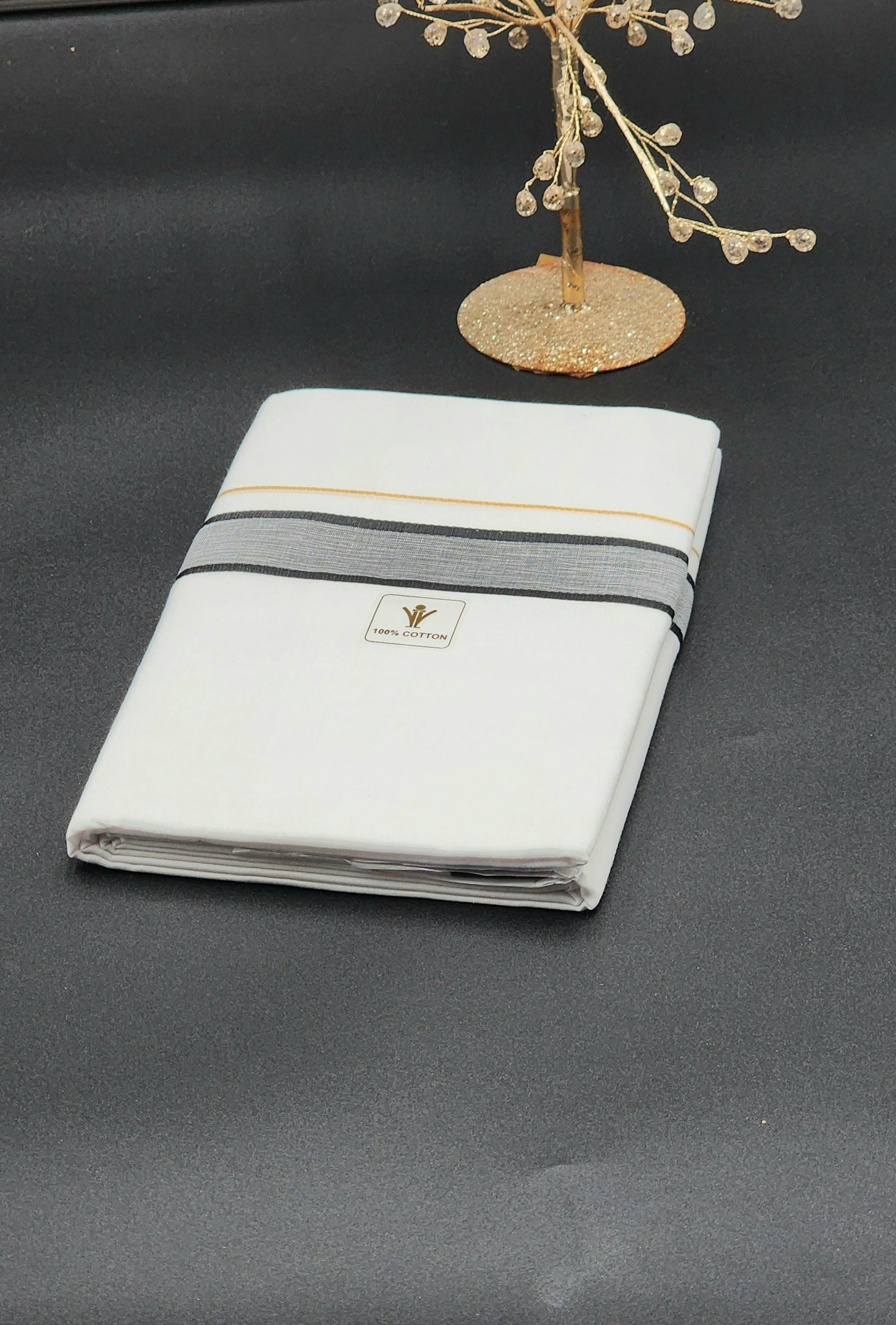 Ramraj Cotton Dhoti grey line black border