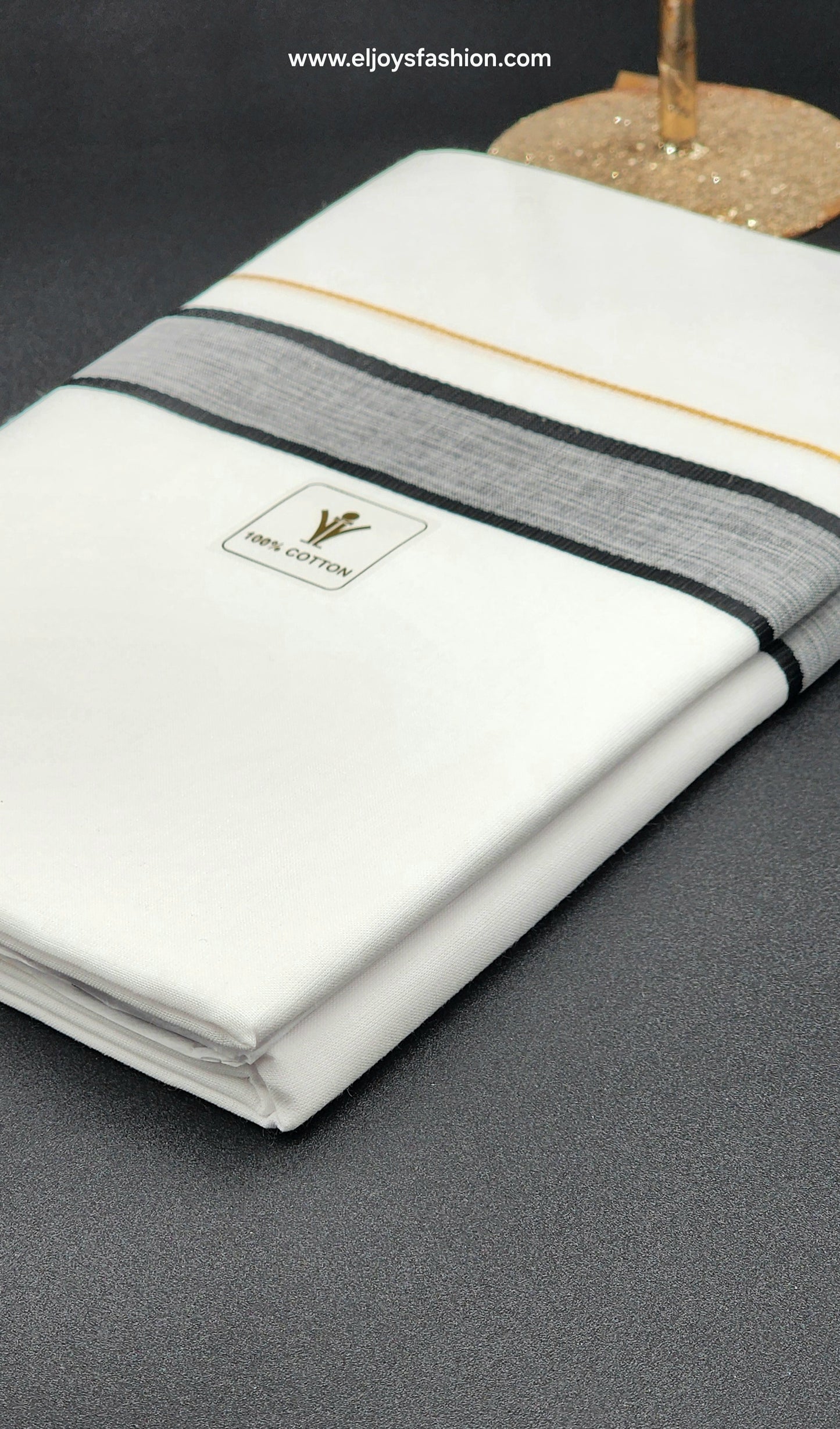 Ramraj Cotton Dhoti grey line black border