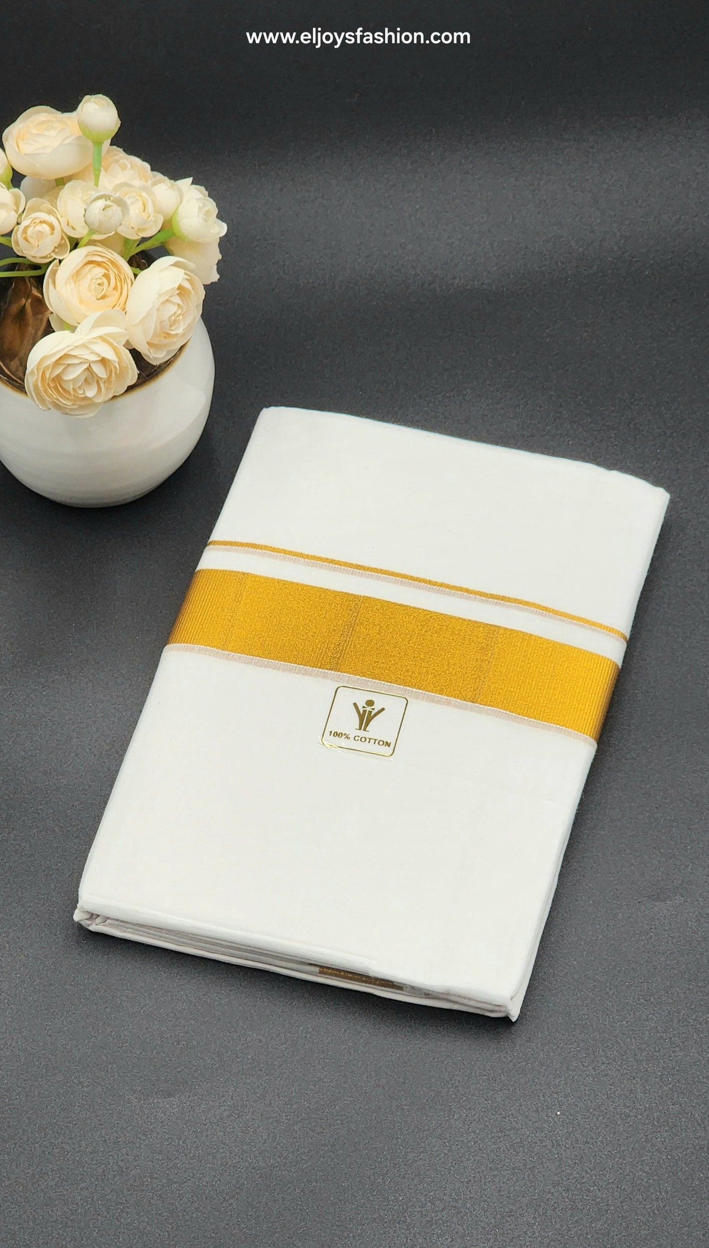 RAMRAJ COTTON DHOTI GOLDEN JARI BORDER