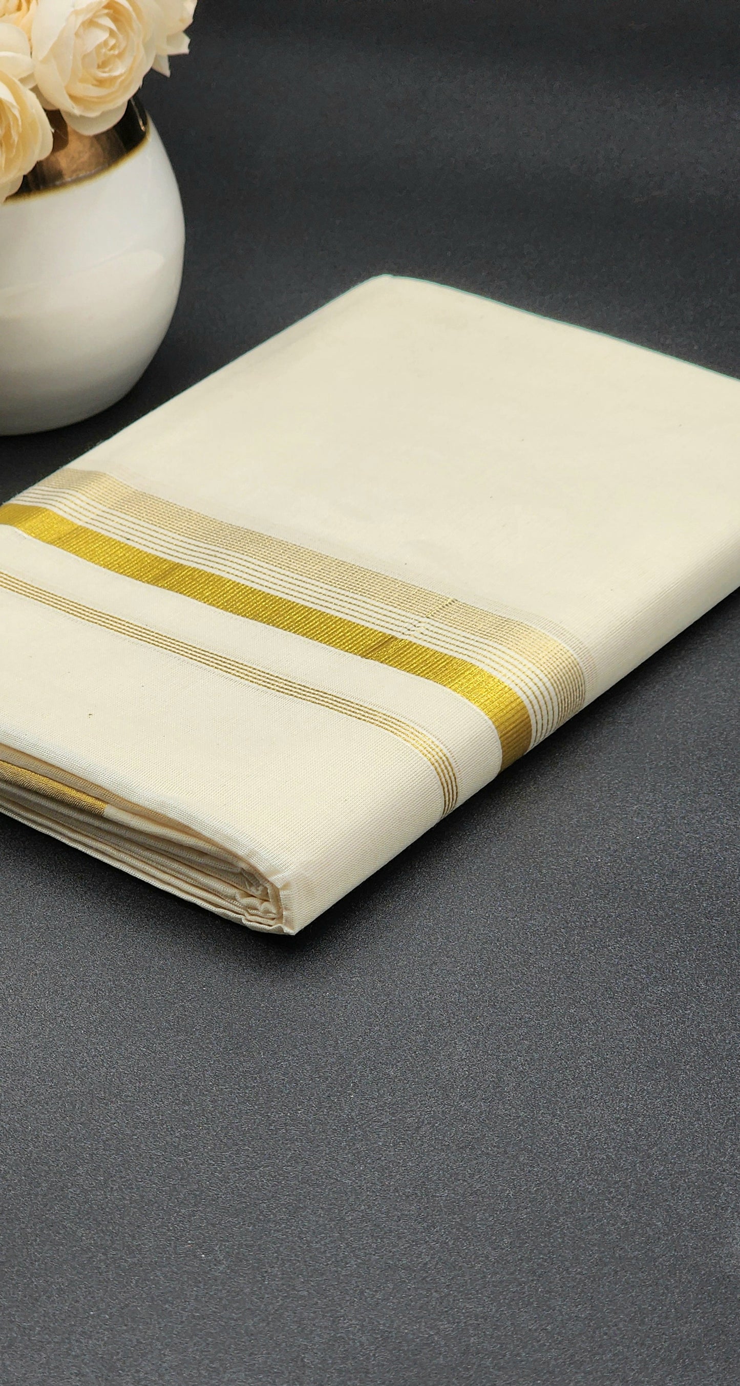Dhoti Traditional Kerala style with Golden Borders