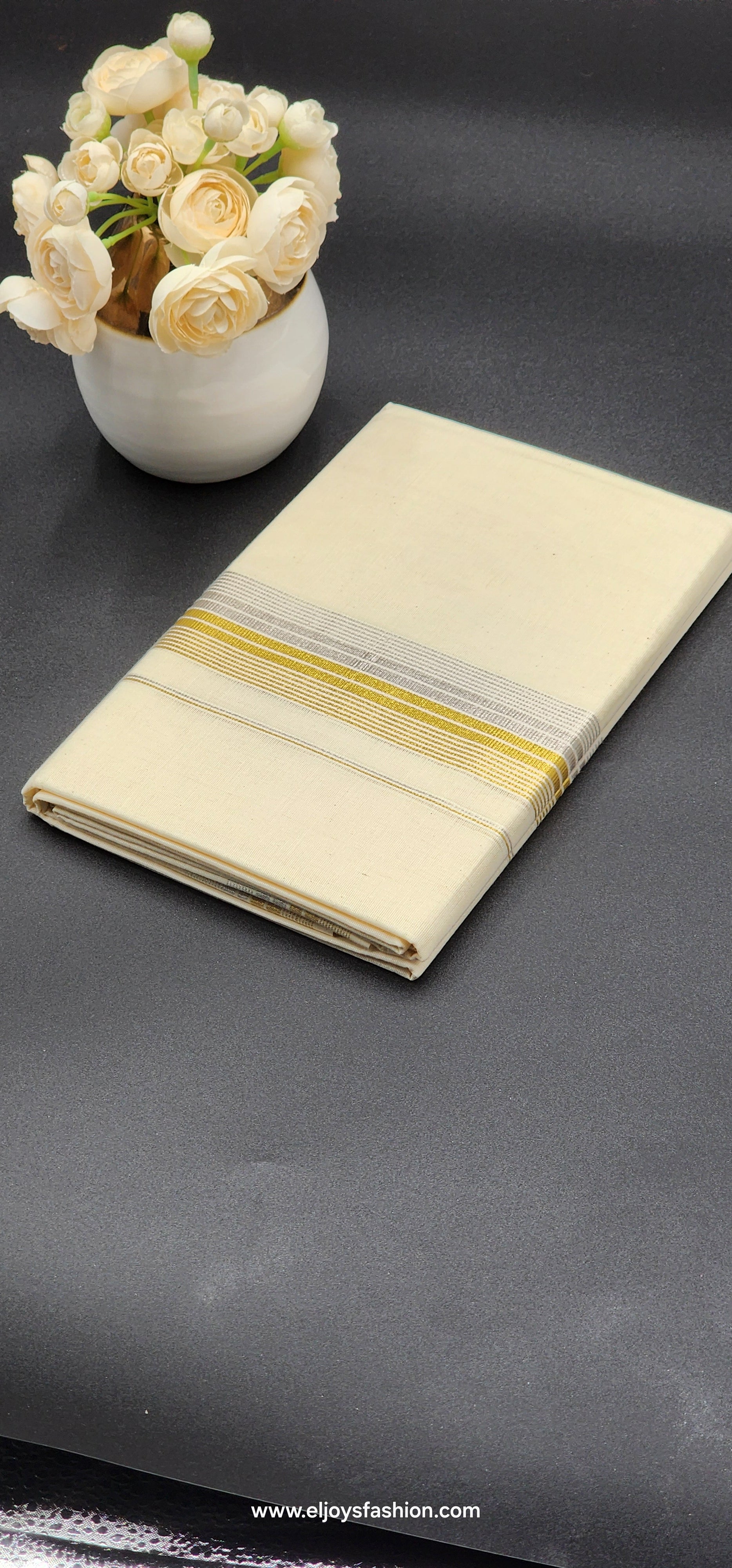 Dhoti Kerala traditional style Silver and Gold lining