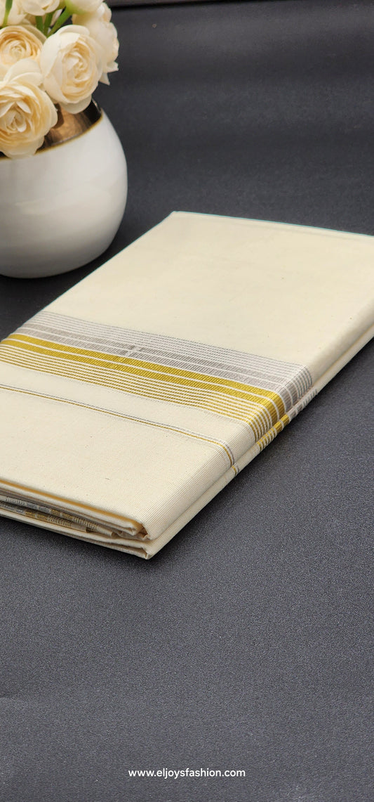 Dhoti Kerala traditional style Silver and Gold lining