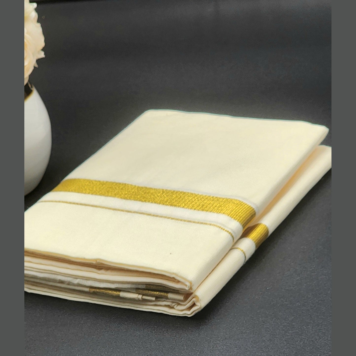 Dhoti Traditional Kerala style with Gold border Eljoys Fashion