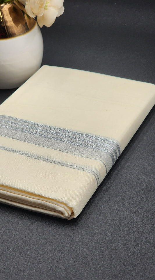 Dhoti (Mundu) Traditional South Indian style with Multi Silver Lining