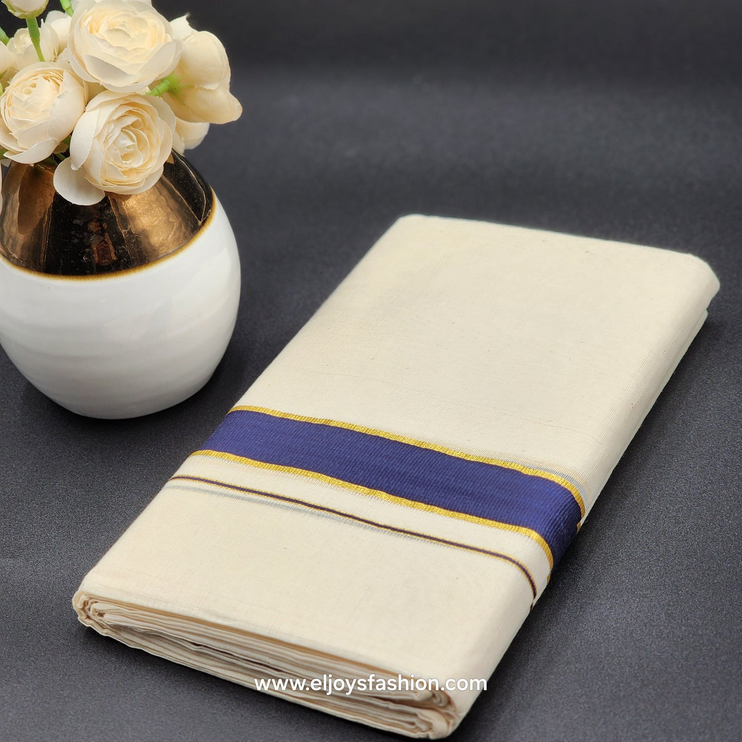 Dhoti(Mundu) South Indian traditional style with Violet and Gold border