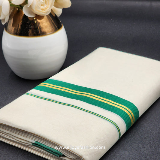 Dhoti(Mundu) South Indian traditional style with green and golden border