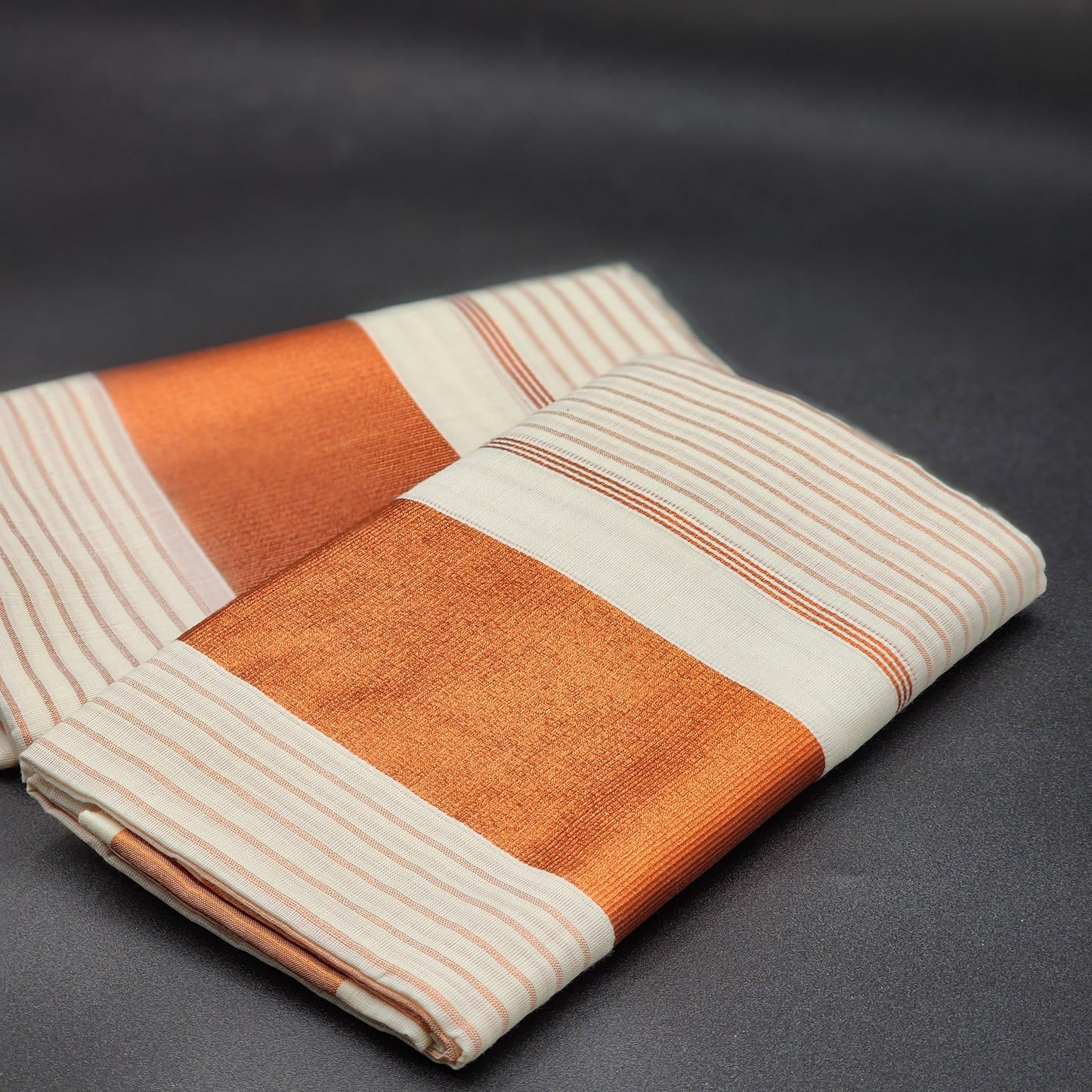 Set Mundu Full body copper lines dark and wide copper border Eljoys Fashion