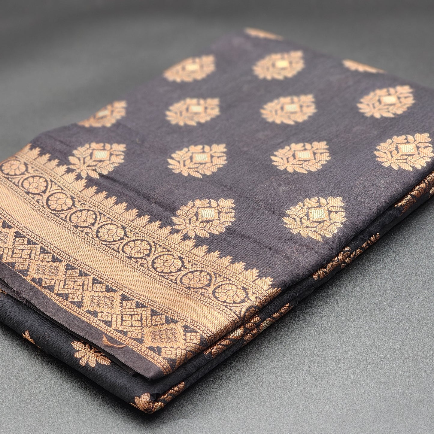 tissue silk-black with copper work saree- 1144 Eljoys Fashion