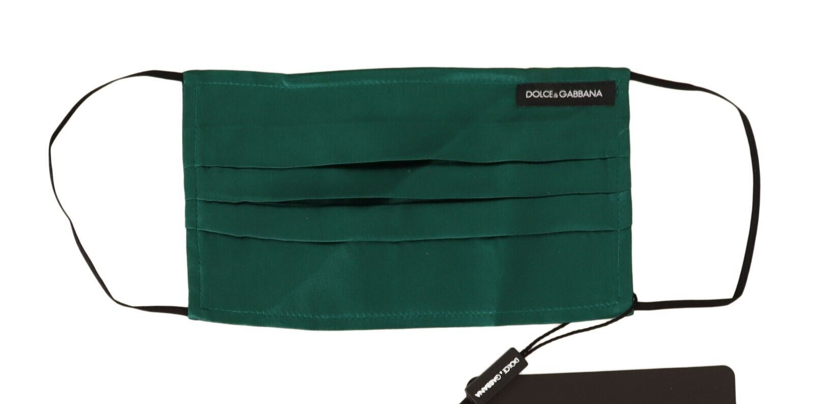 Dolce & Gabbana Green Silk Pleated Elastic Ear Strap Face Mask Dolce & Gabbana