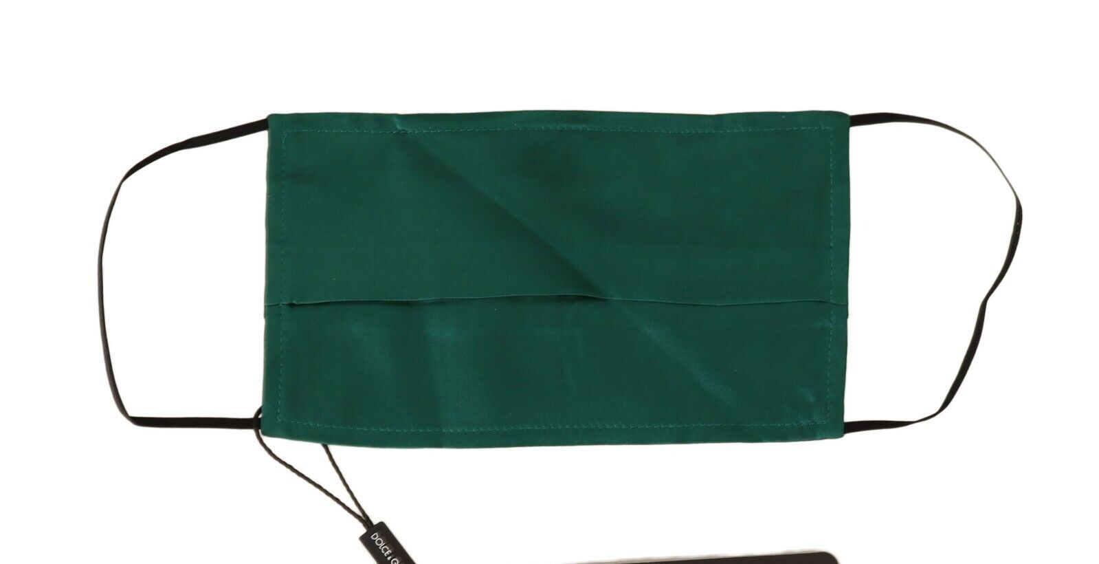 Dolce & Gabbana Green Silk Pleated Elastic Ear Strap Face Mask Dolce & Gabbana