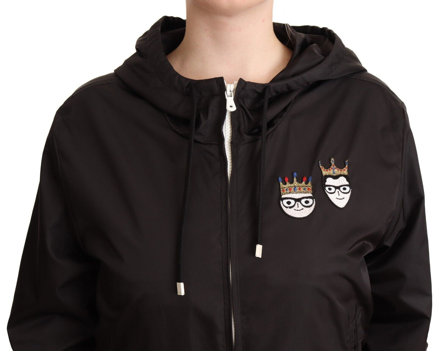 Dolce & Gabbana Black Polyester Hooded Bomber Full Zip Jacket Dolce & Gabbana