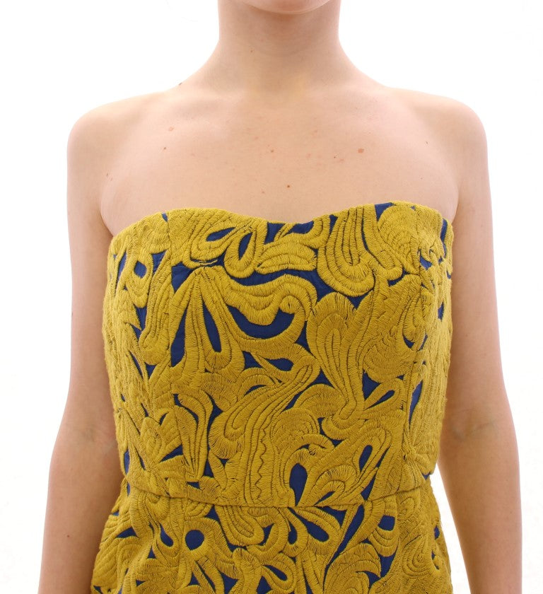 Sachin & Babi Blue Yellow Strapless Bubble Mini Shift Dress Sachin & Babi