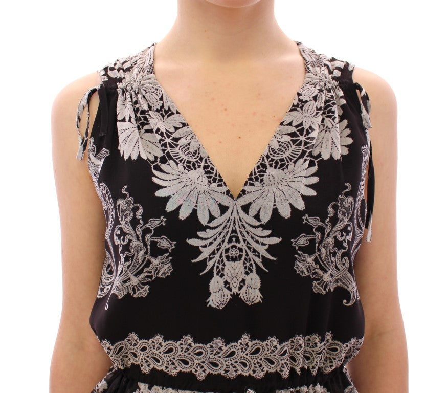 Sachin & Babi Black Silk Floral Pattern Shift Coctail Dress Sachin & Babi
