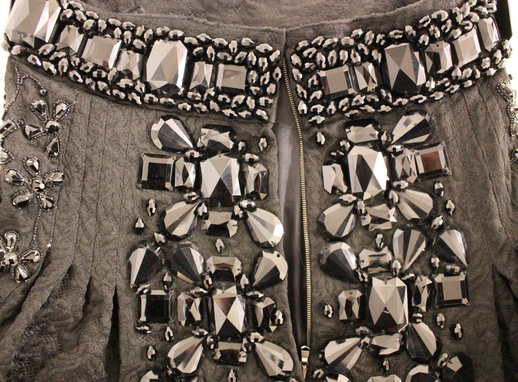 Dolce & Gabbana Black Crystal Handmade Above Knee Skirt Dolce & Gabbana