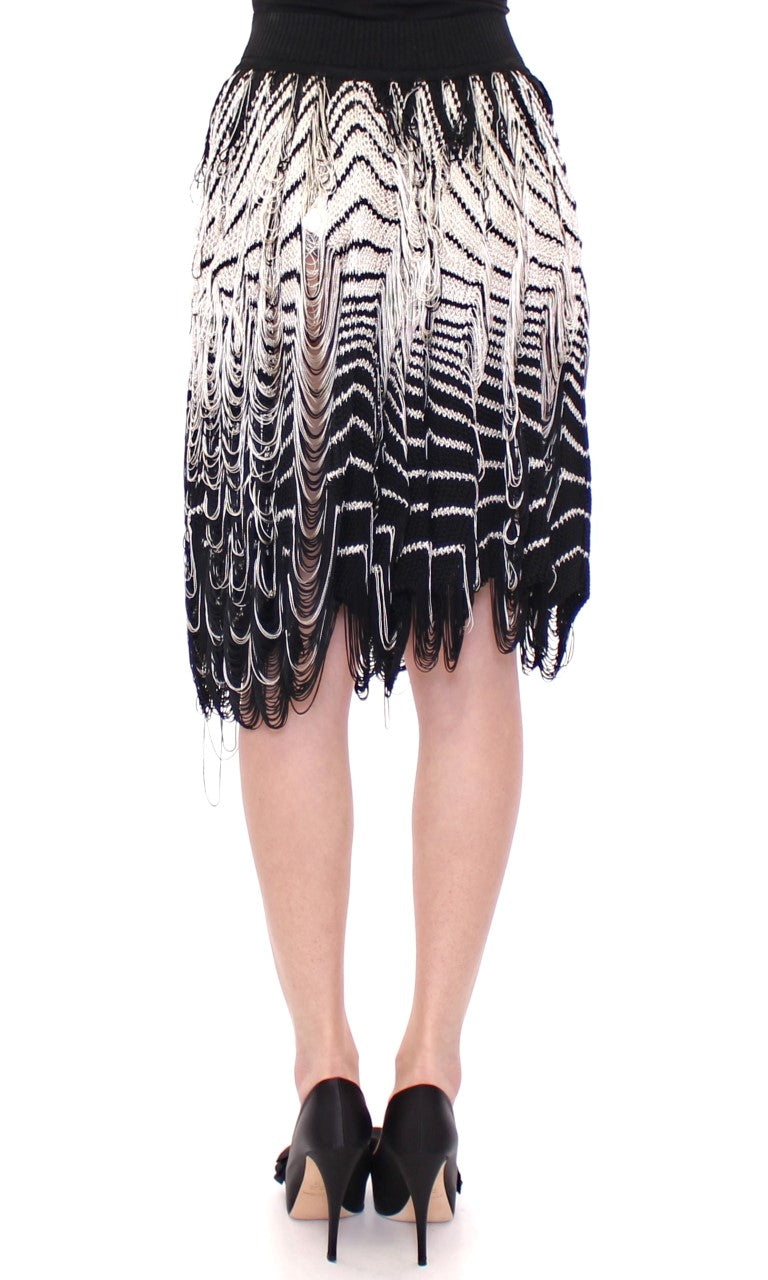 Alice Palmer White Black Knitted Assymetrical Skirt Alice Palmer