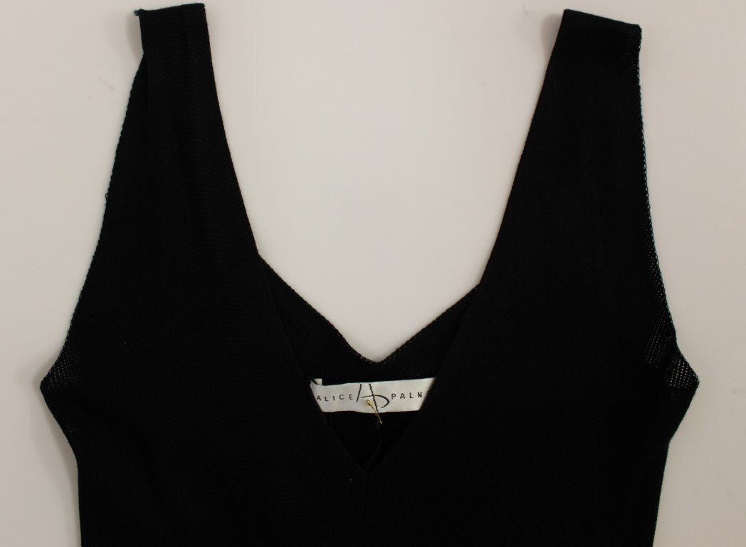 Alice Palmer Black White Low V Neck Knitted Cocktail Dress Alice Palmer