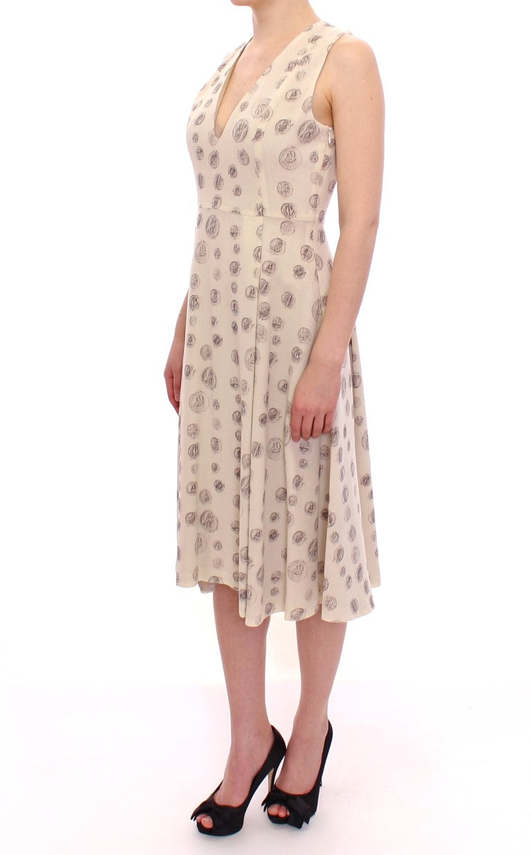 Andrea Incontri White Printed Shift V-neck Sheath Dress Andrea Incontri