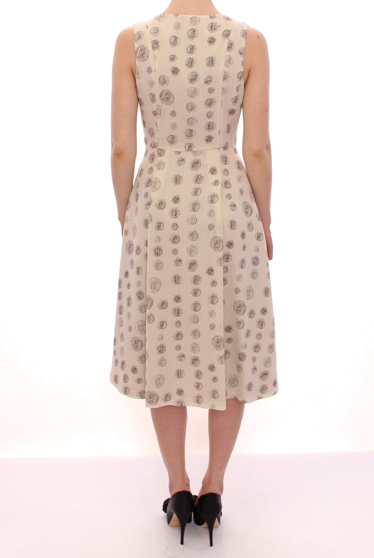 Andrea Incontri White Printed Shift V-neck Sheath Dress Andrea Incontri