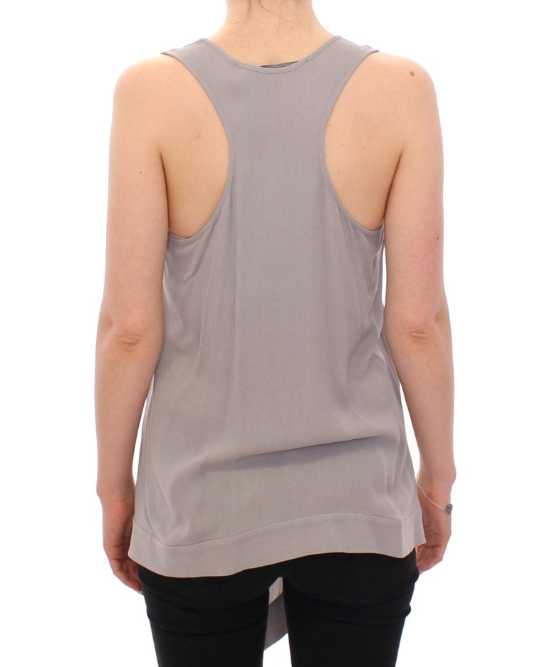 Comeforbreakfast Gray Viscose Tank Top Shirt Blouse Comeforbreakfast