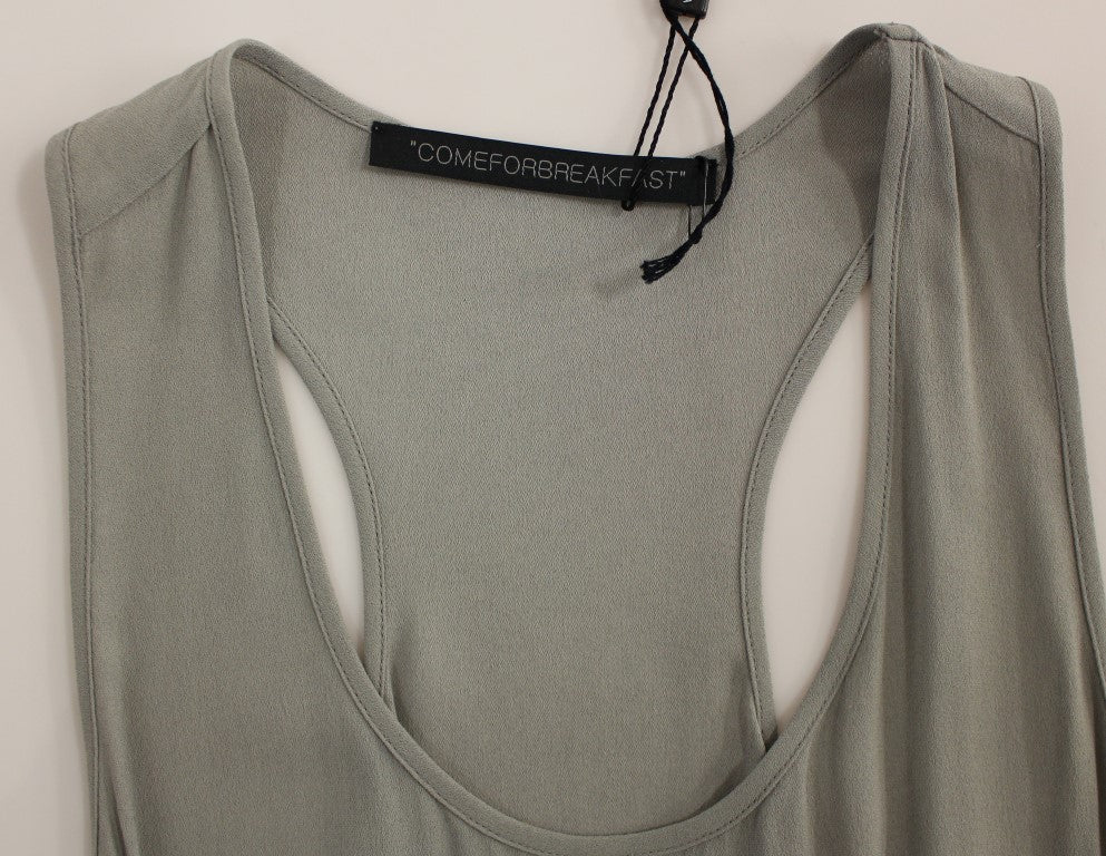 Comeforbreakfast Gray Viscose Tank Top Shirt Blouse Comeforbreakfast