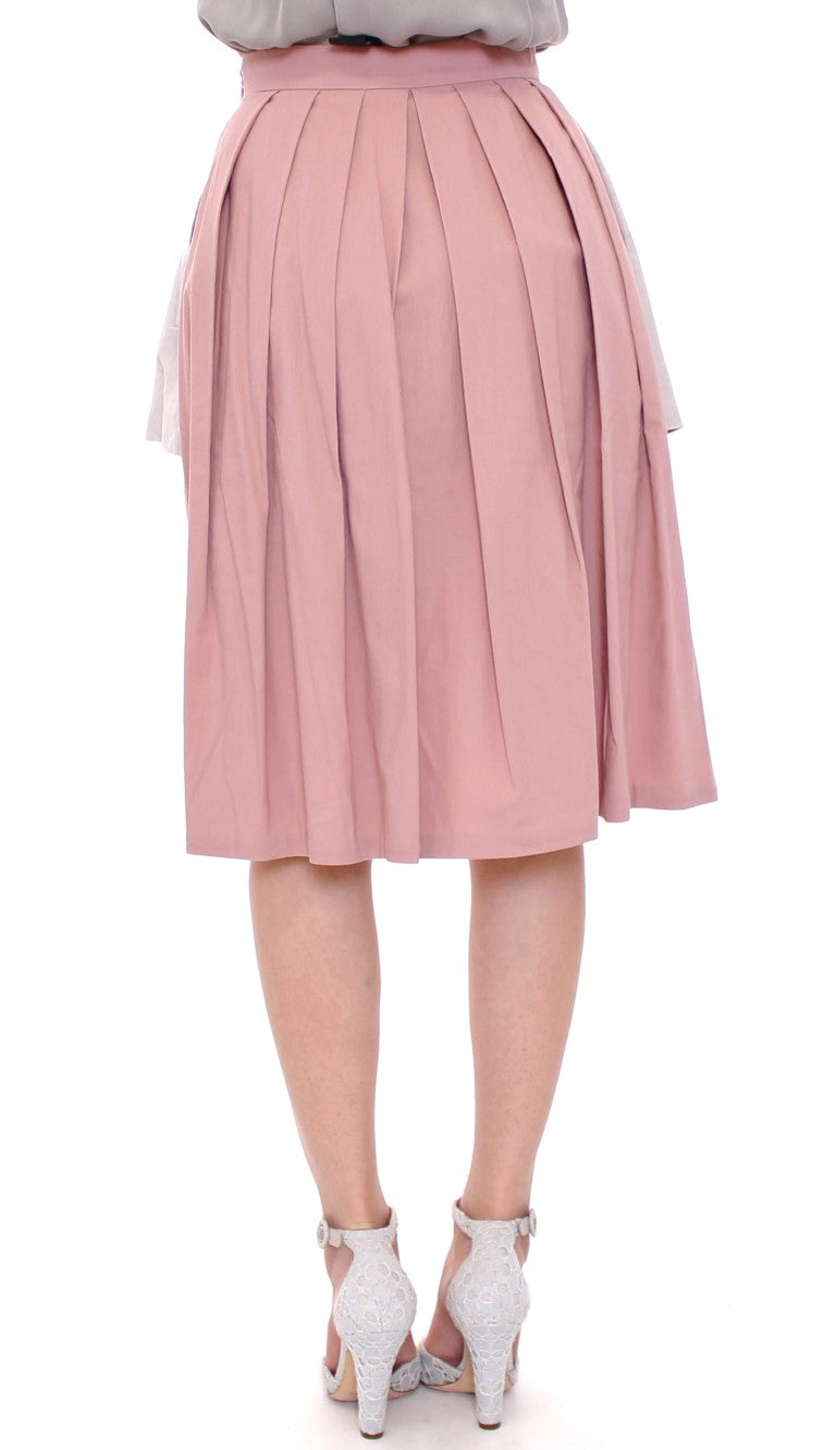 Comeforbreakfast Pink Gray Knee-Length Pleated Skirt Comeforbreakfast