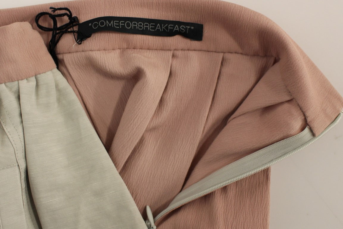 Comeforbreakfast Pink Gray Knee-Length Pleated Skirt Comeforbreakfast