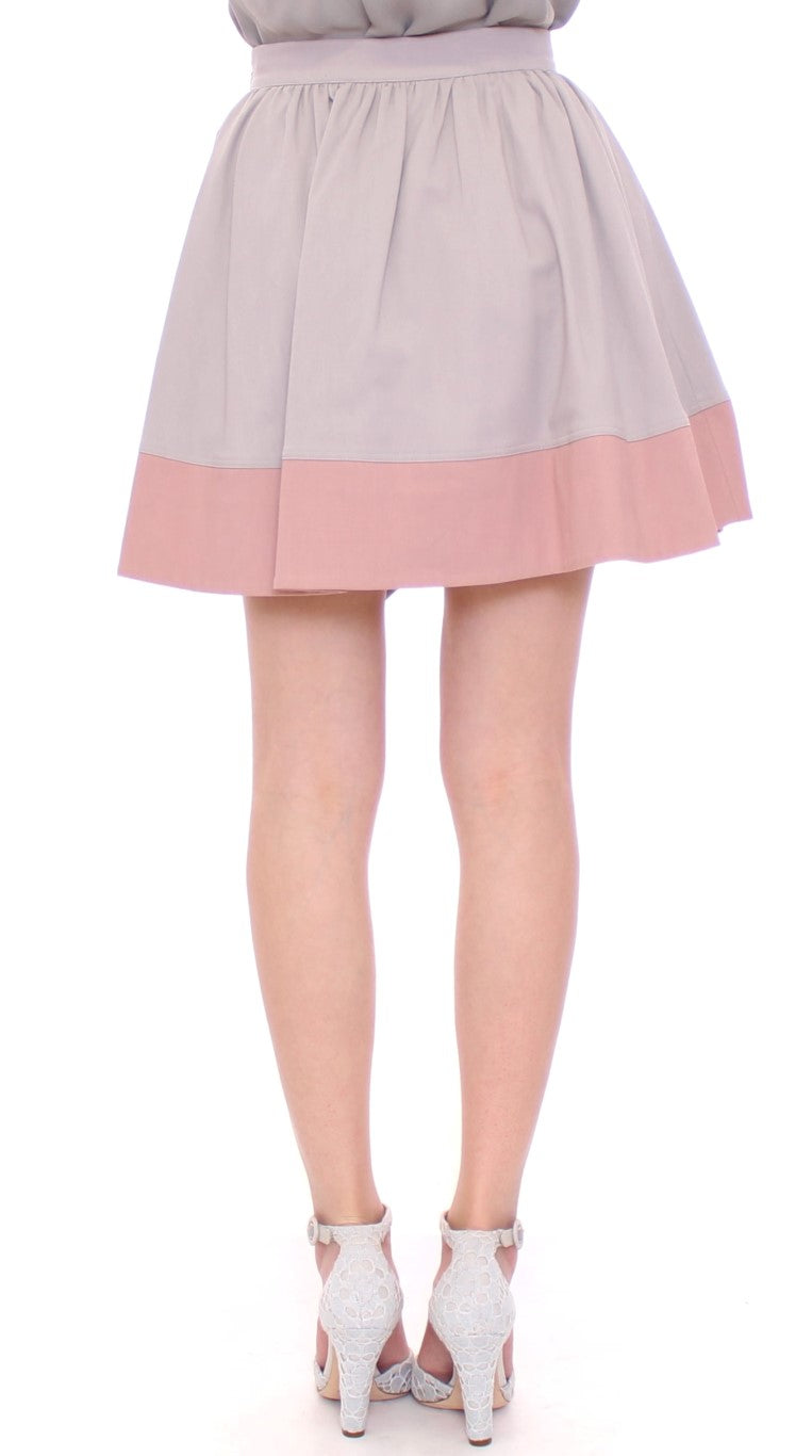 Comeforbreakfast Pink Gray Mini Short Pleated Skirt Comeforbreakfast
