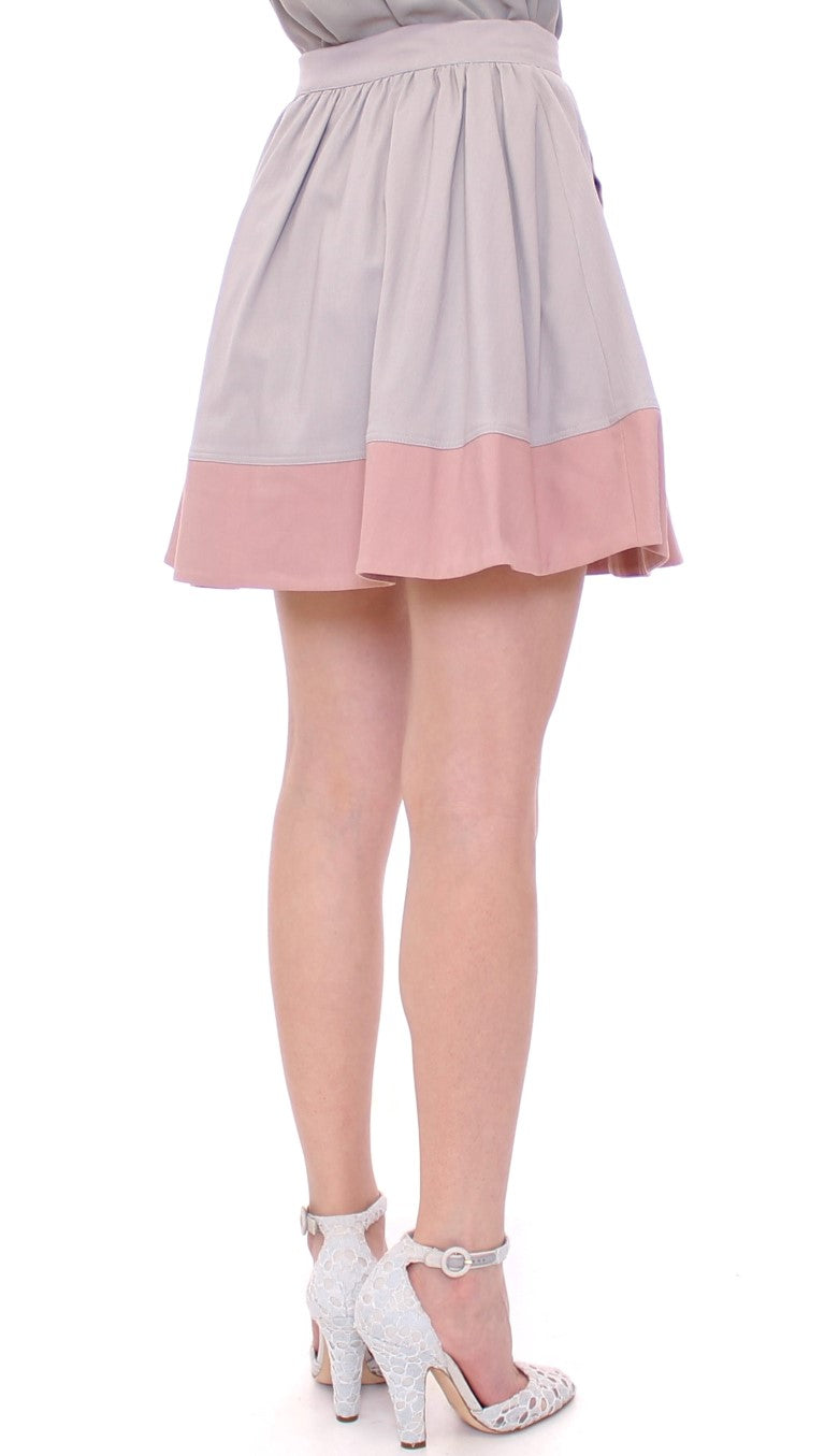 Comeforbreakfast Pink Gray Mini Short Pleated Skirt Comeforbreakfast