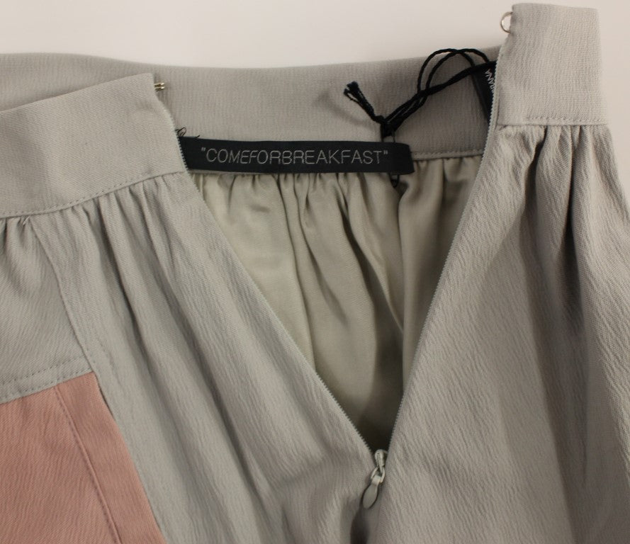 Comeforbreakfast Pink Gray Mini Short Pleated Skirt Comeforbreakfast
