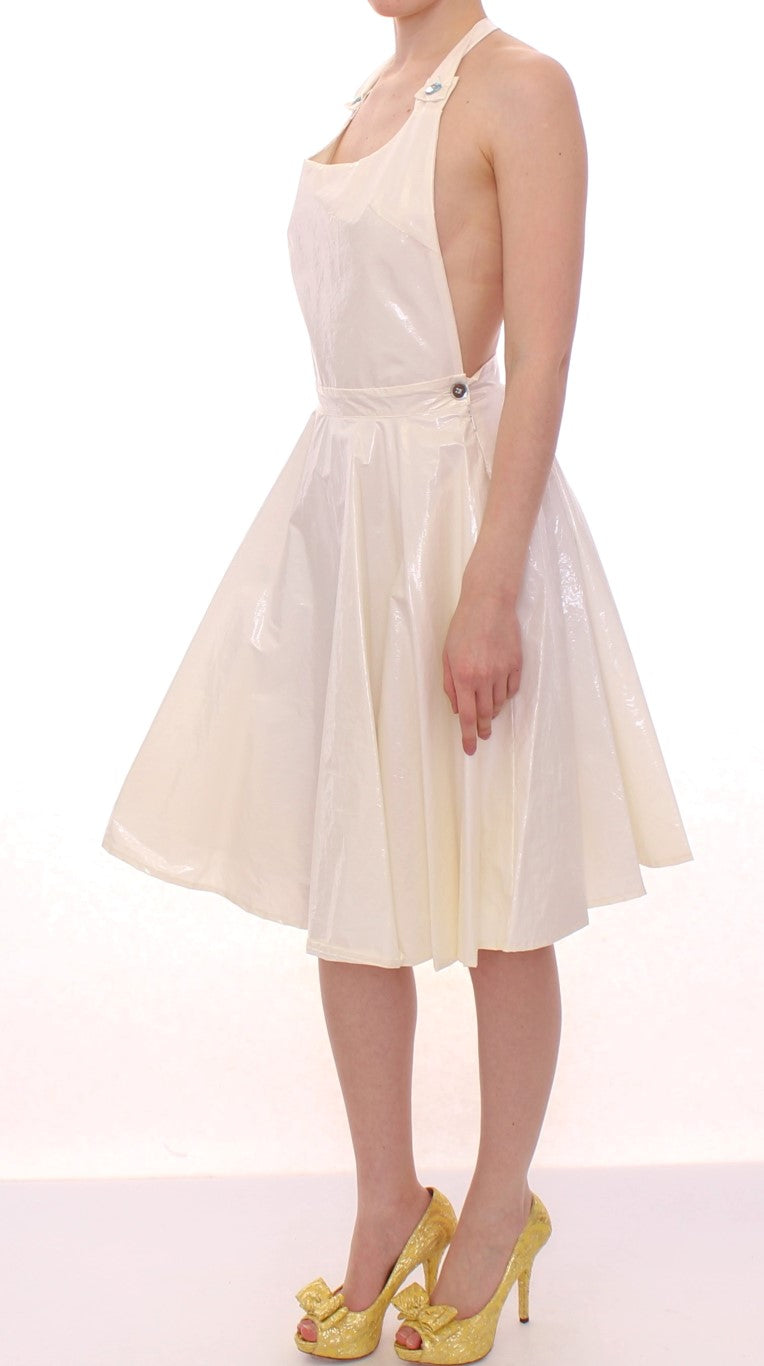 Licia Florio White Halterneck Knee Length Tea Dress Licia Florio