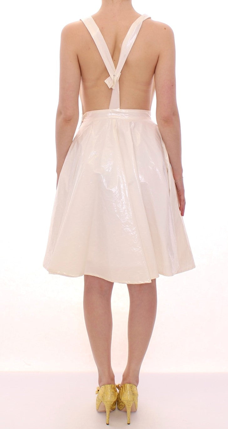 Licia Florio White Halterneck Knee Length Tea Dress Licia Florio